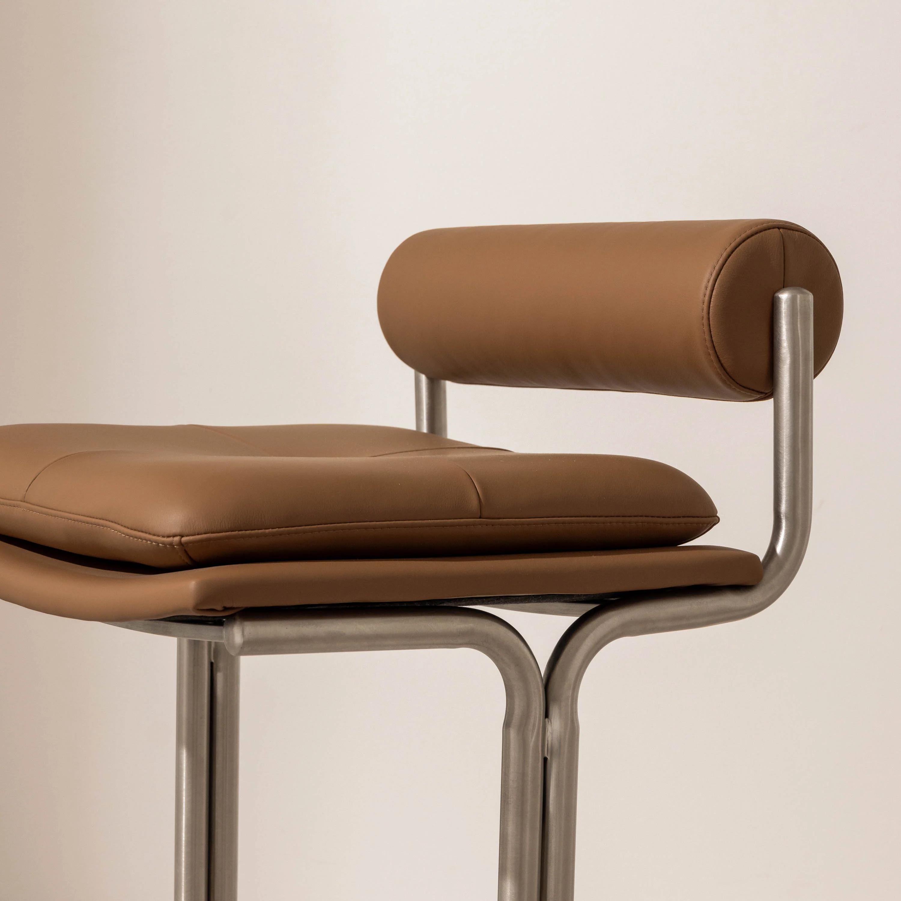 Bolster Bar Stool - Tan Leather - Image 4