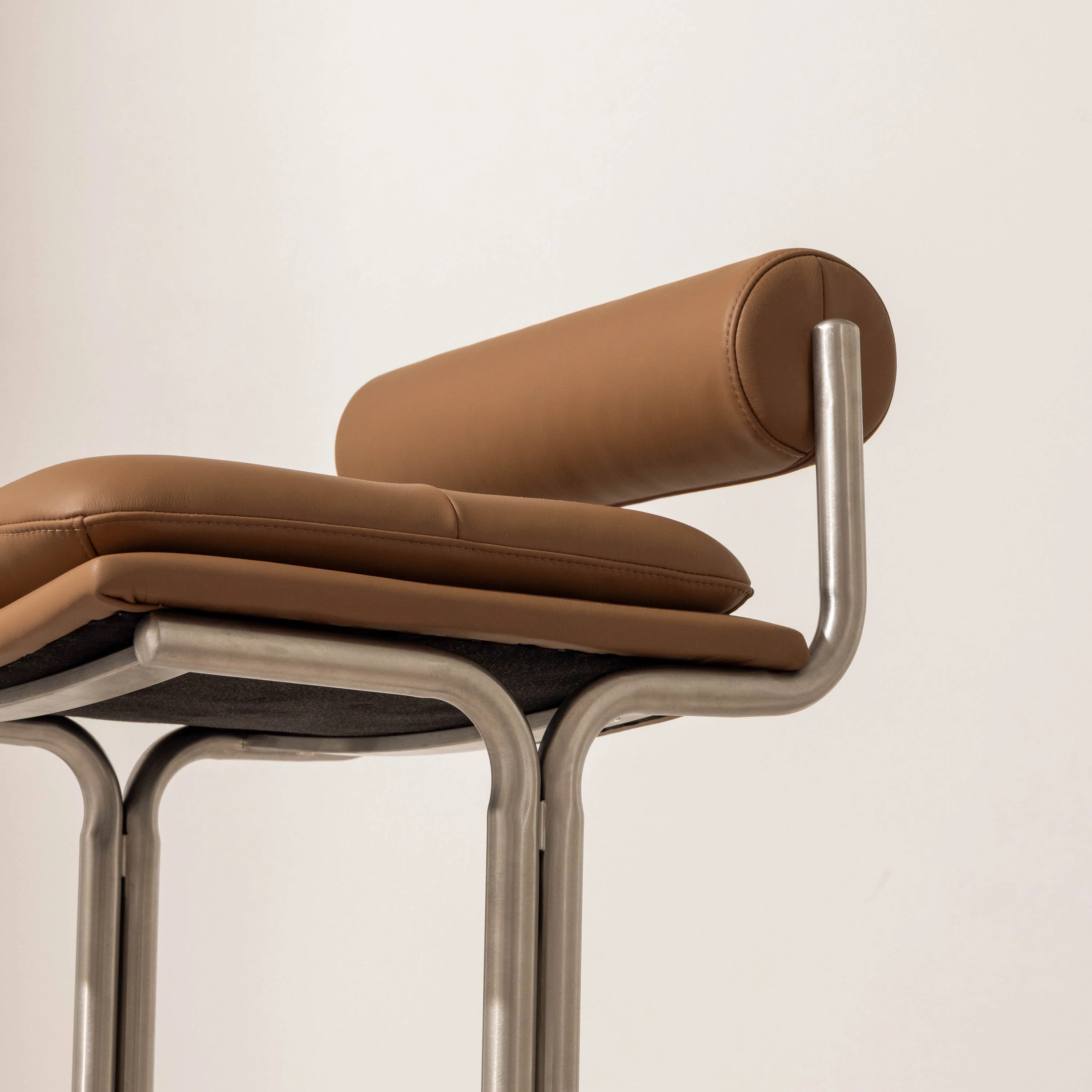 Bolster Bar Stool - Tan Leather - Image 5
