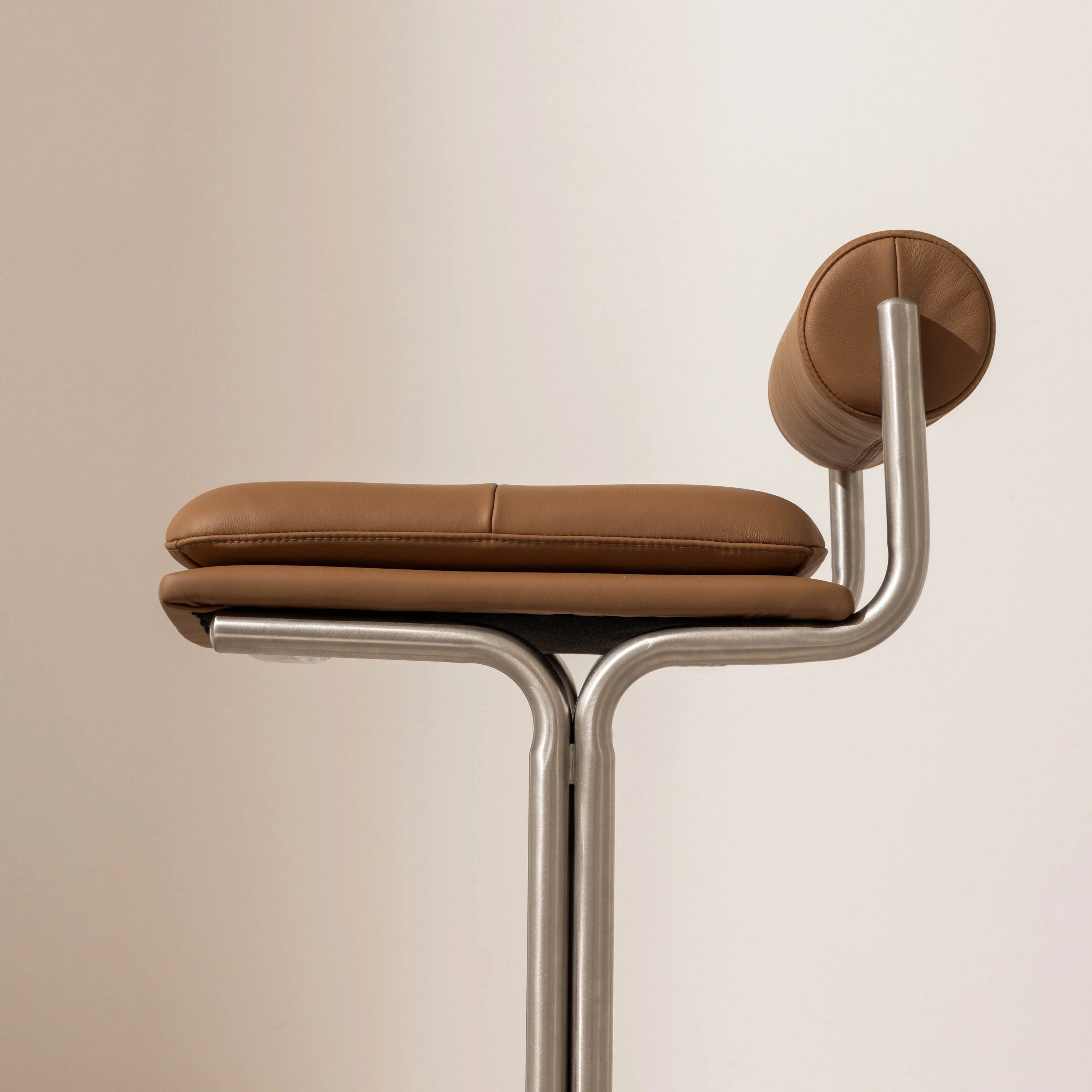 Bolster Bar Stool - Tan Leather - Image 6
