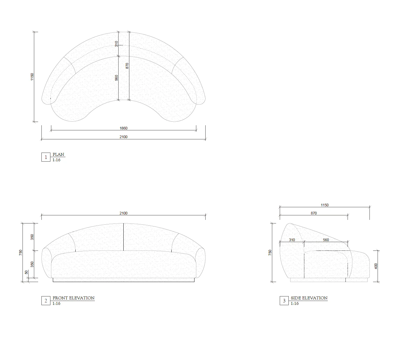 Boucle Curved Sofa - Image 8