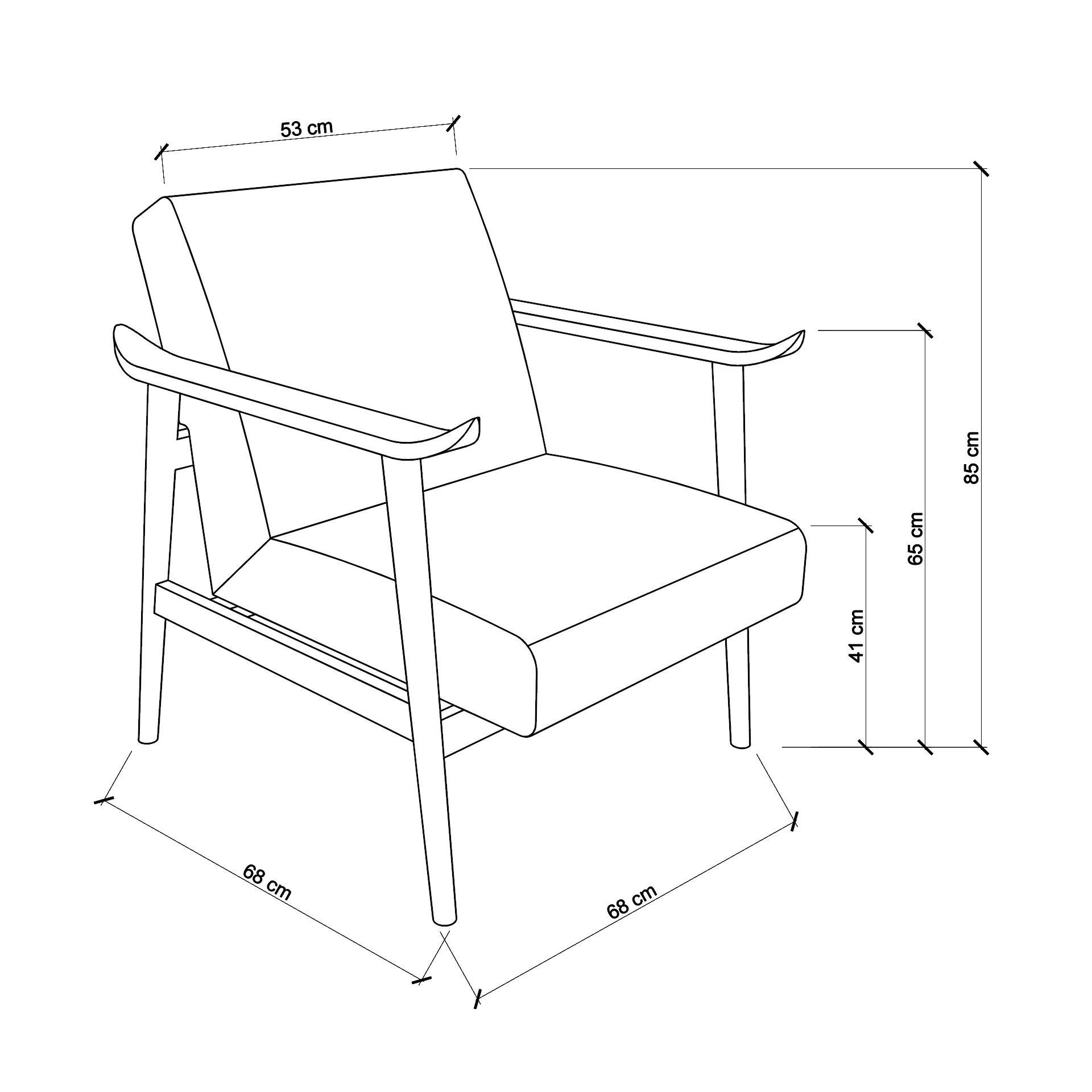 Canvas & Walnut Armchair - Image 11