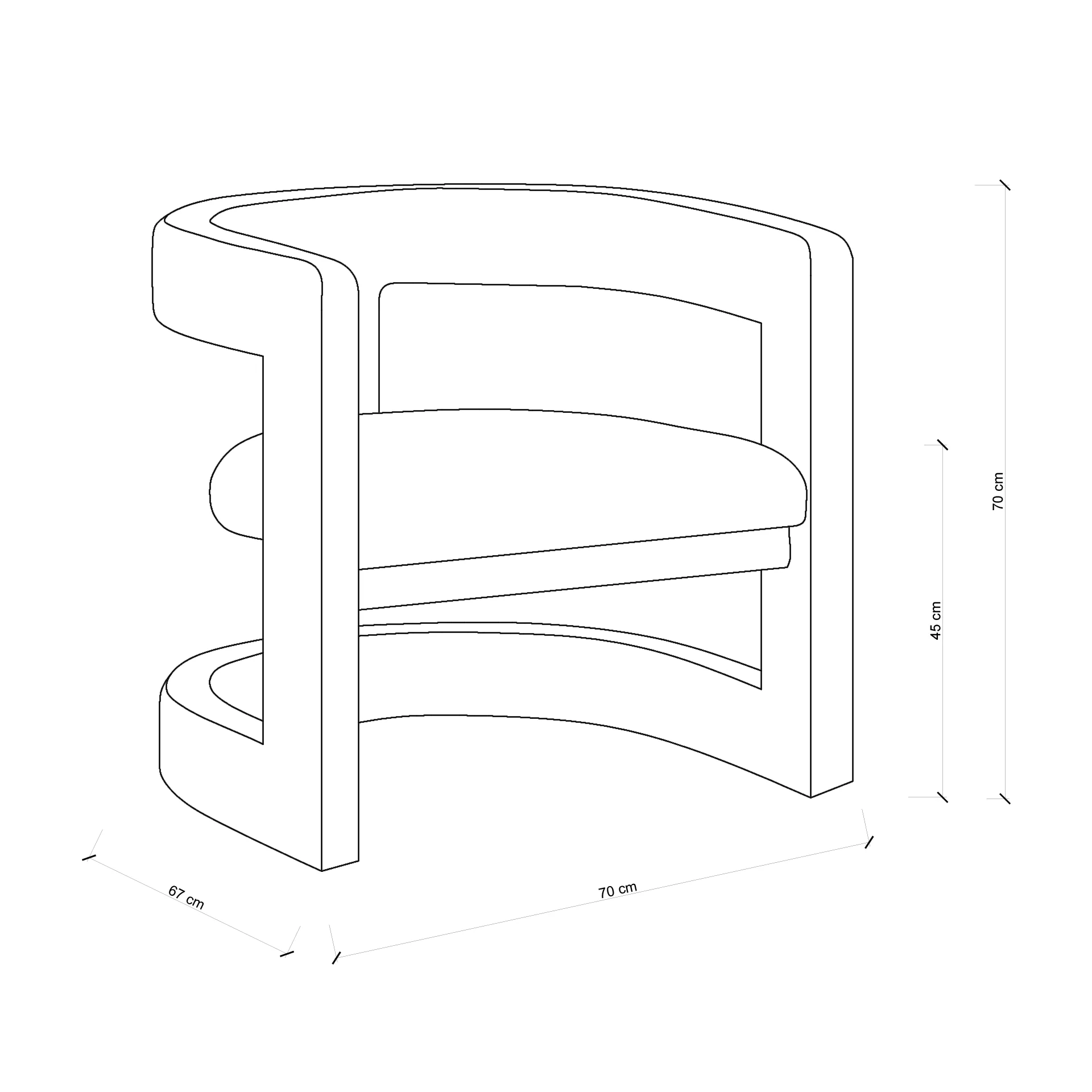 Curved Armchair - Camel - Image 5