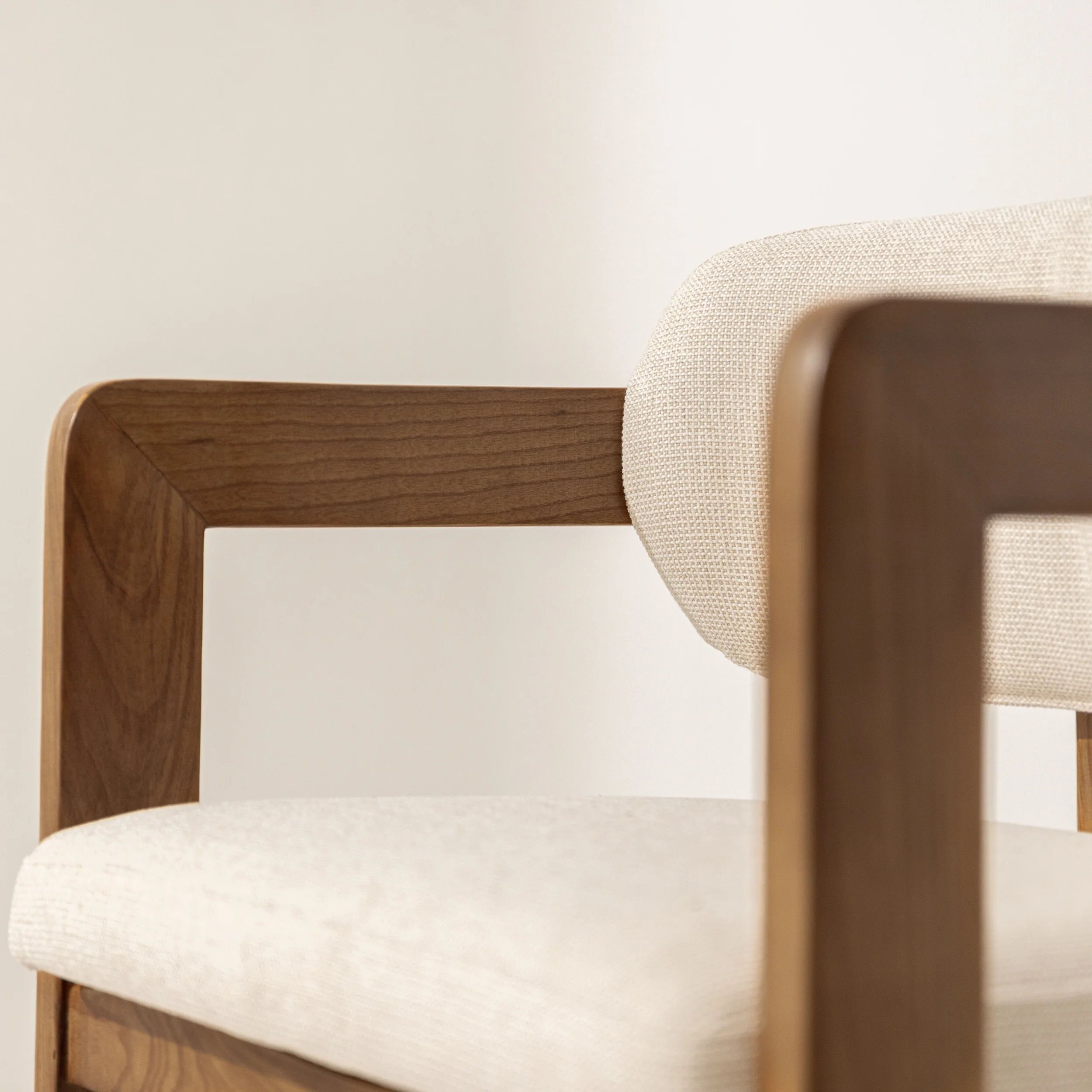 Curved Walnut Dining Chair - Canvas - Image 8