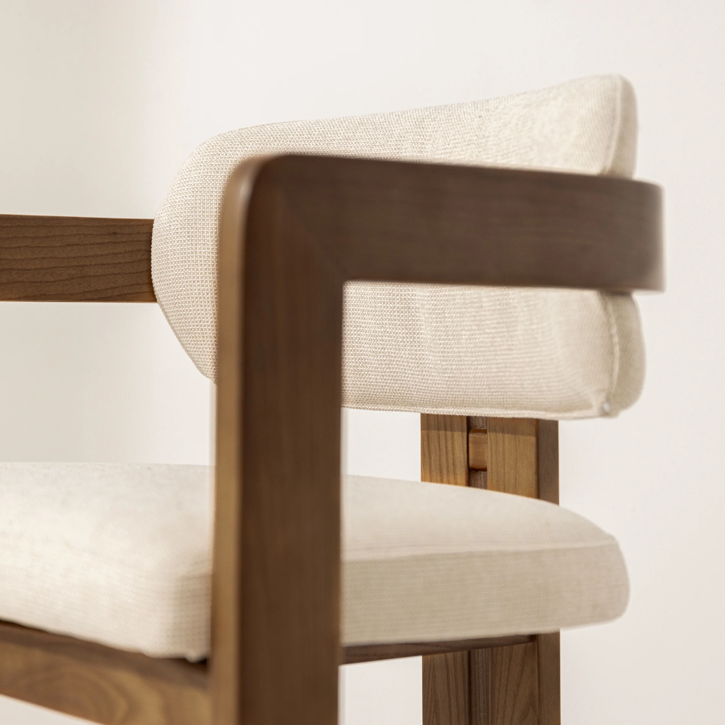 Curved Walnut Dining Chair - Canvas - Image 9