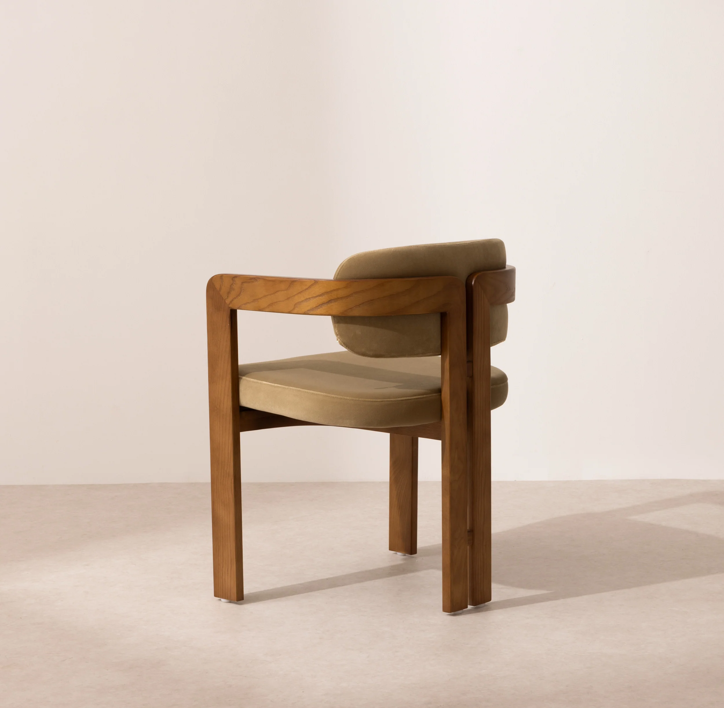 Curved Walnut Dining Chair - Sage Velvet - Image 4