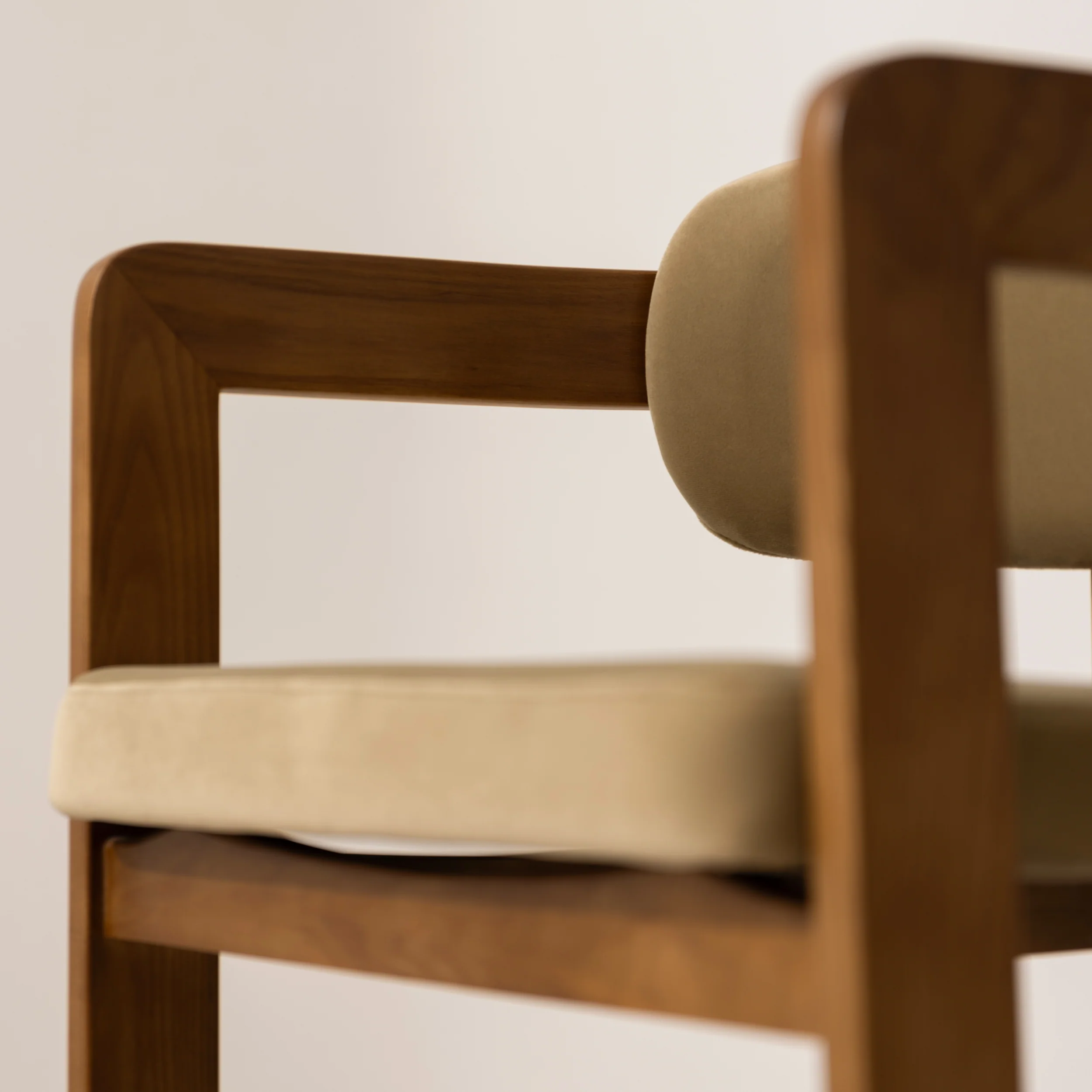 Curved Walnut Dining Chair - Sage Velvet - Image 6