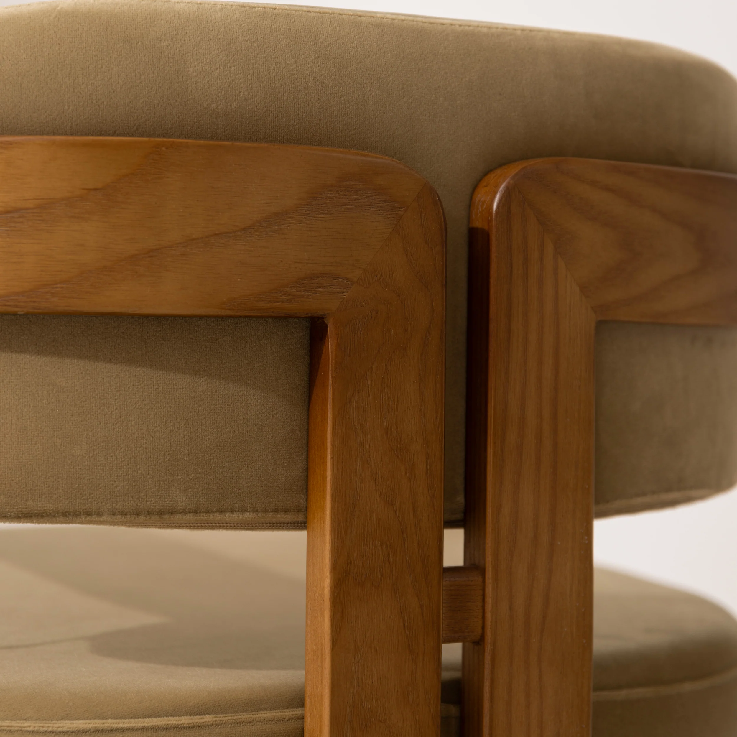 Curved Walnut Dining Chair - Sage Velvet - Image 7