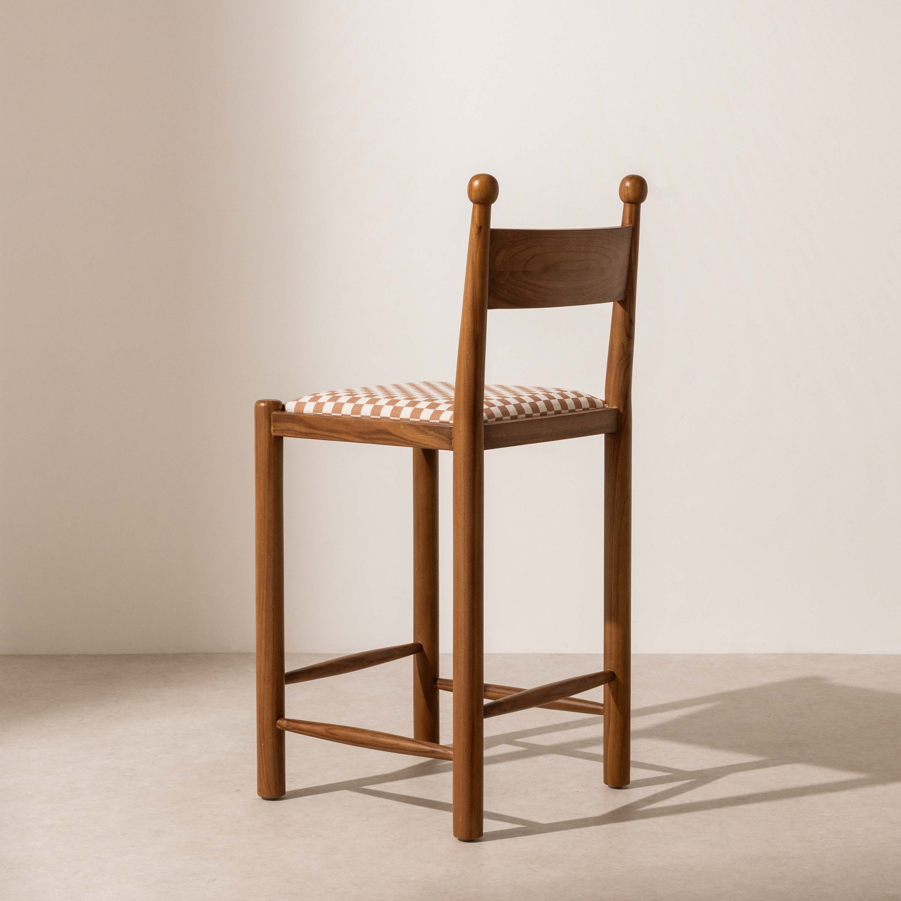Finials Bar Stool with Upholstered Seat - Image 10