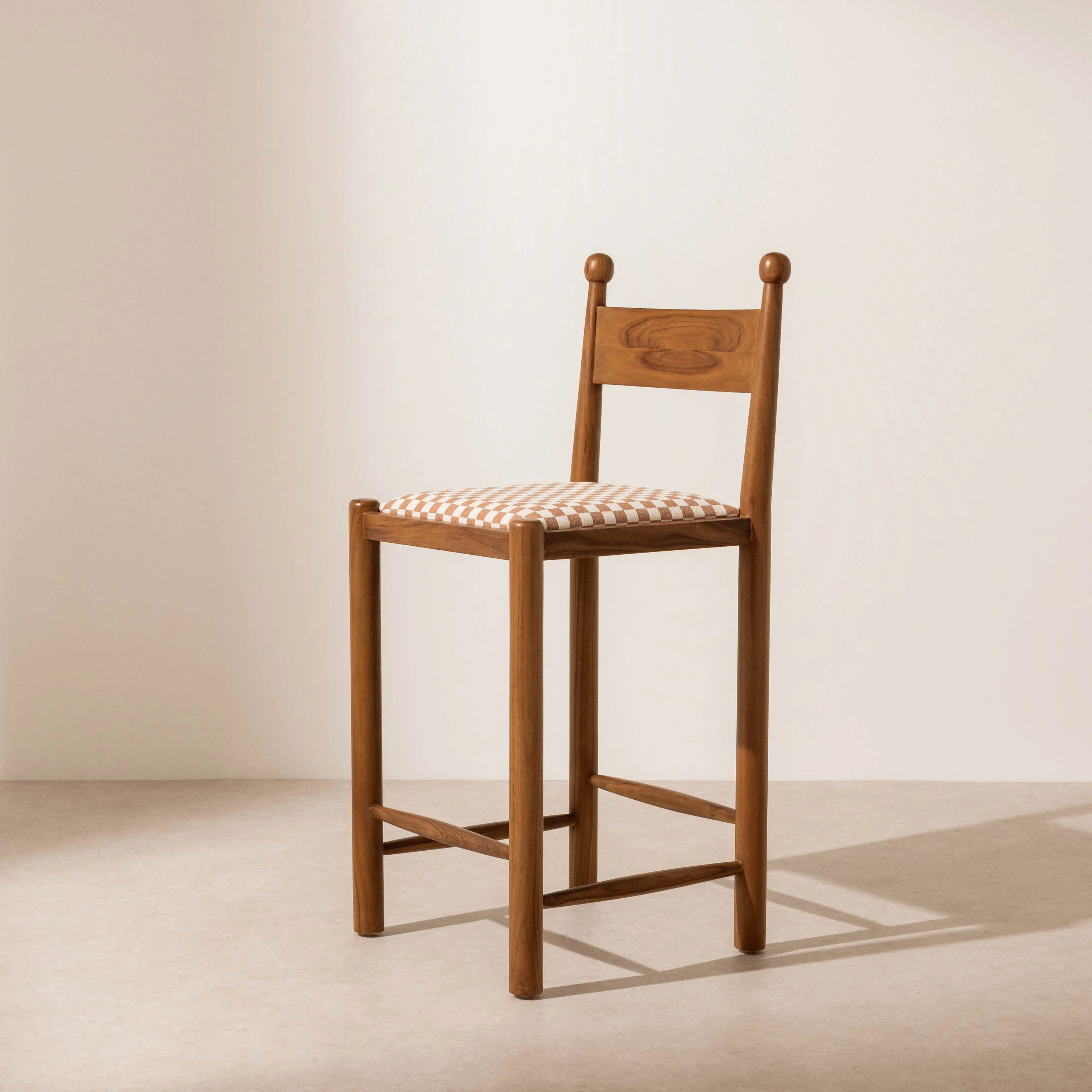 Finials Bar Stool with Upholstered Seat - Image 3
