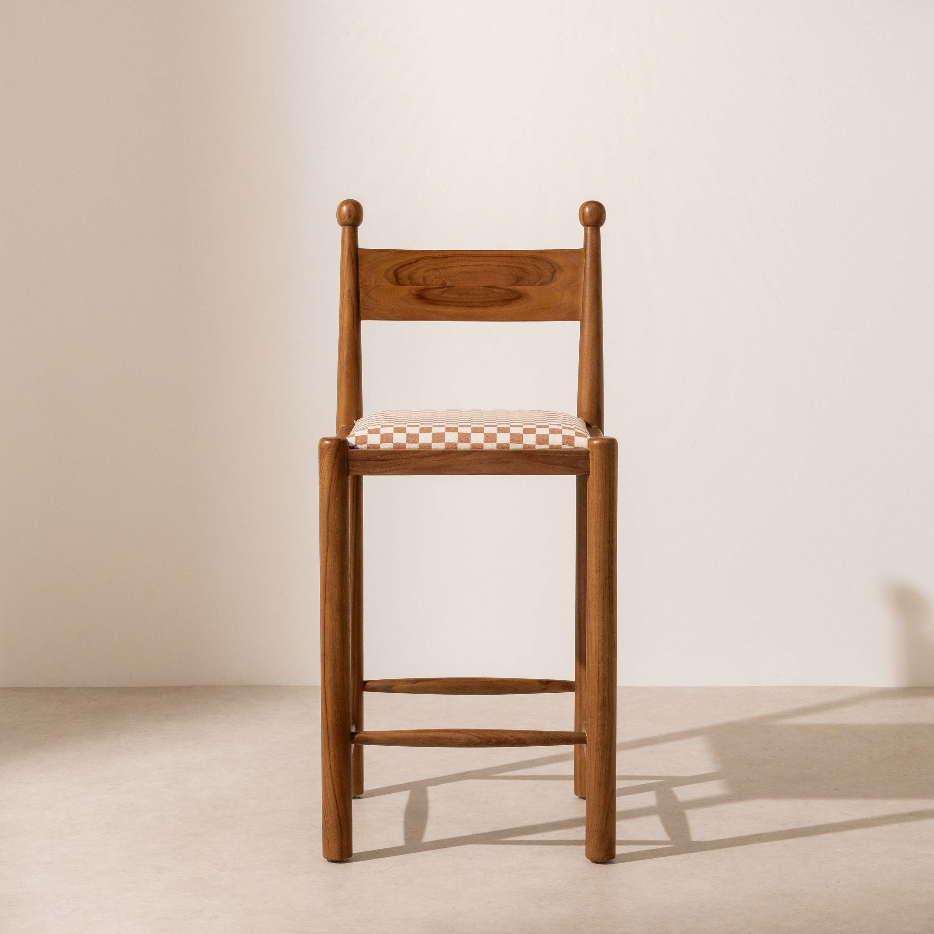 Finials Bar Stool with Upholstered Seat - Image 9