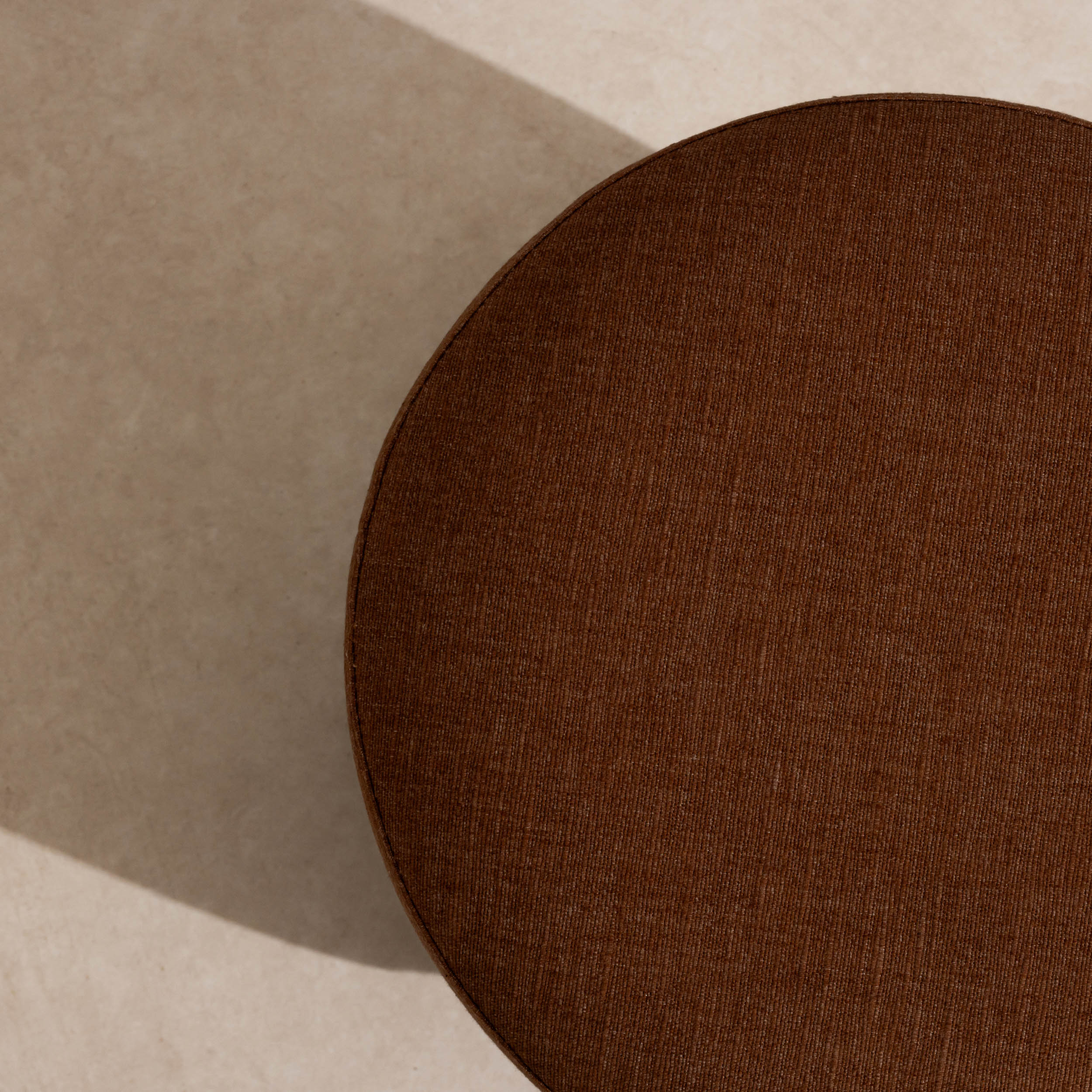 Linen Pouffe with Walnut Plinth - Image 3