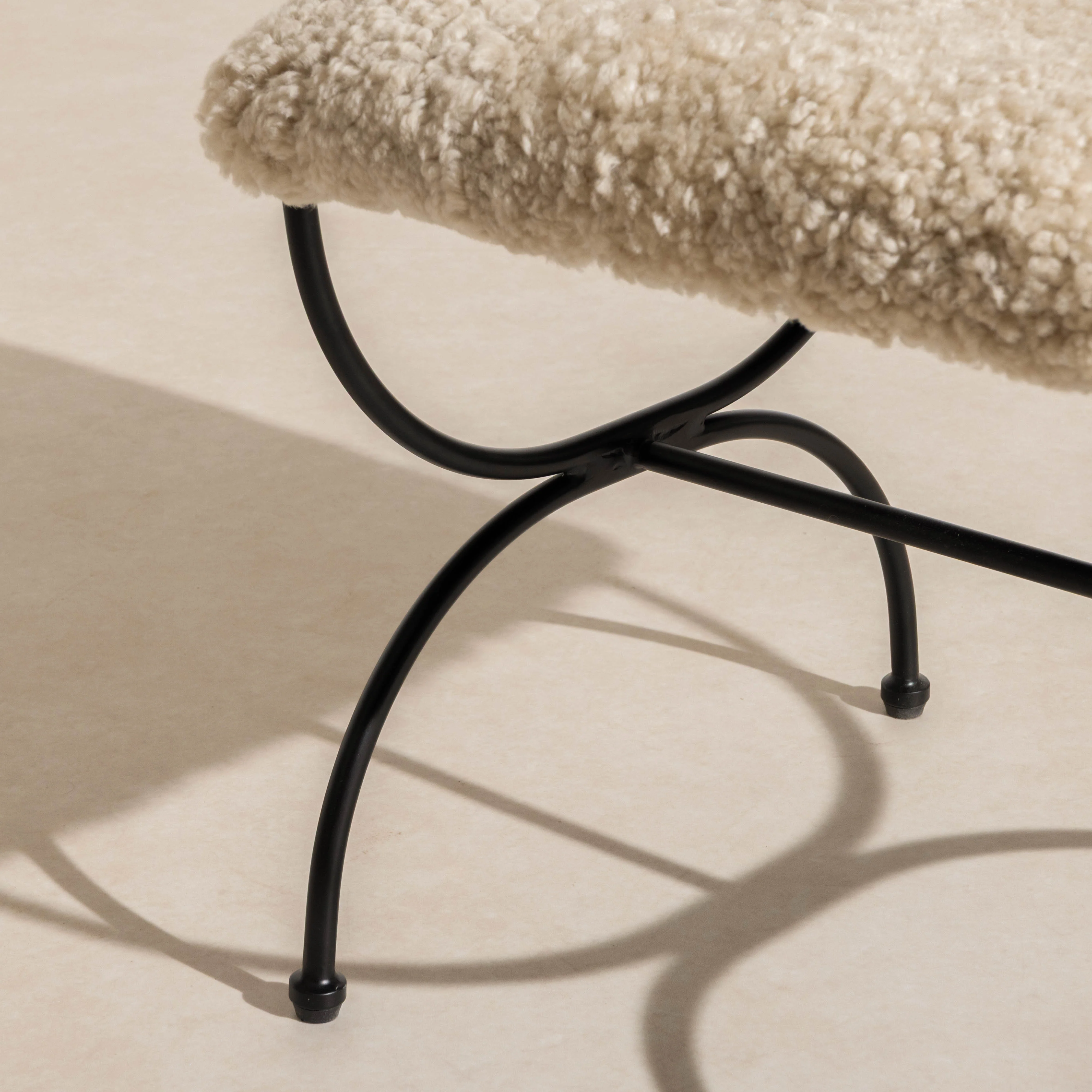 Metal & Sheepskin Low Stool - Image 4