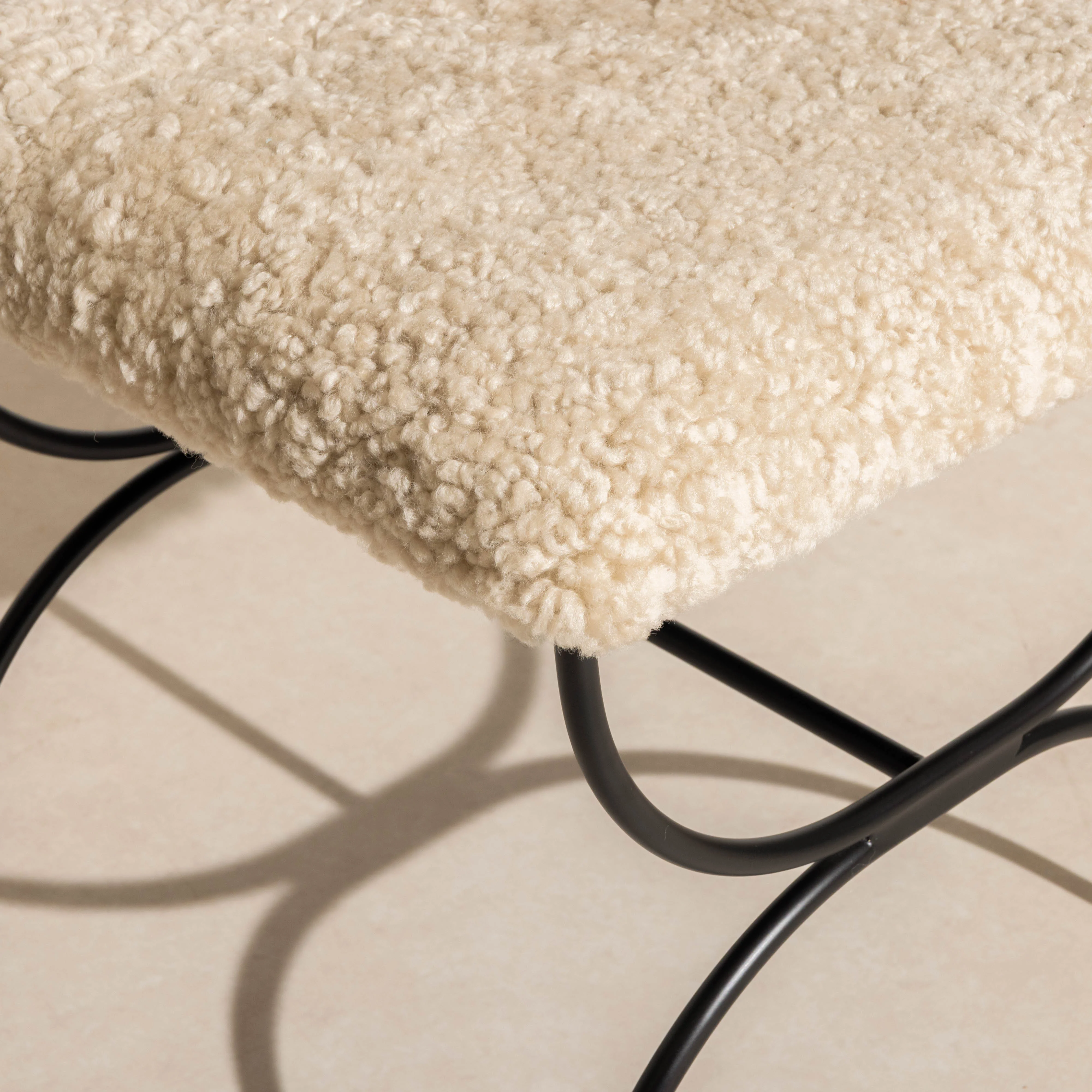 Metal & Sheepskin Low Stool - Image 5