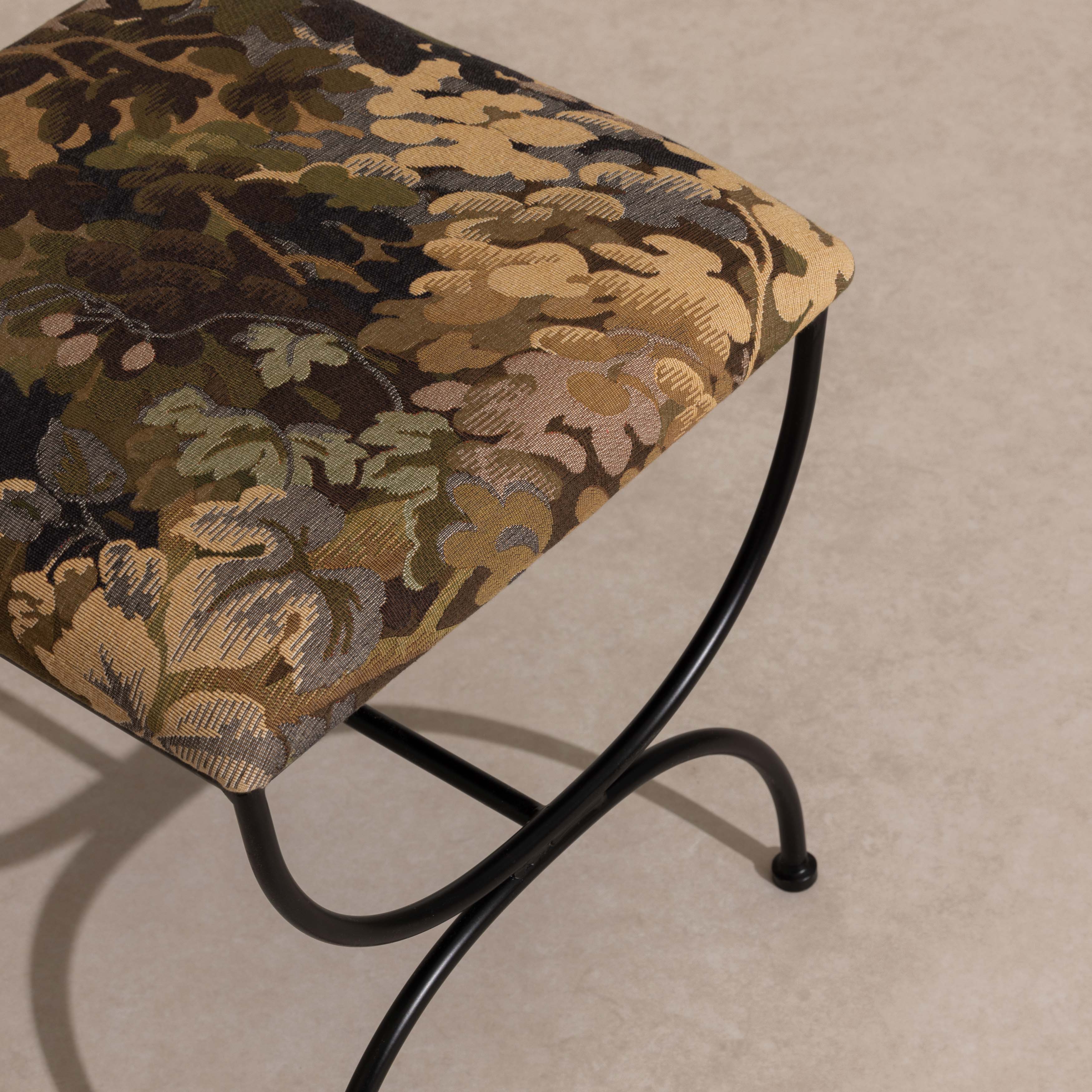 Metal & Tapestry Low Stool - Image 3