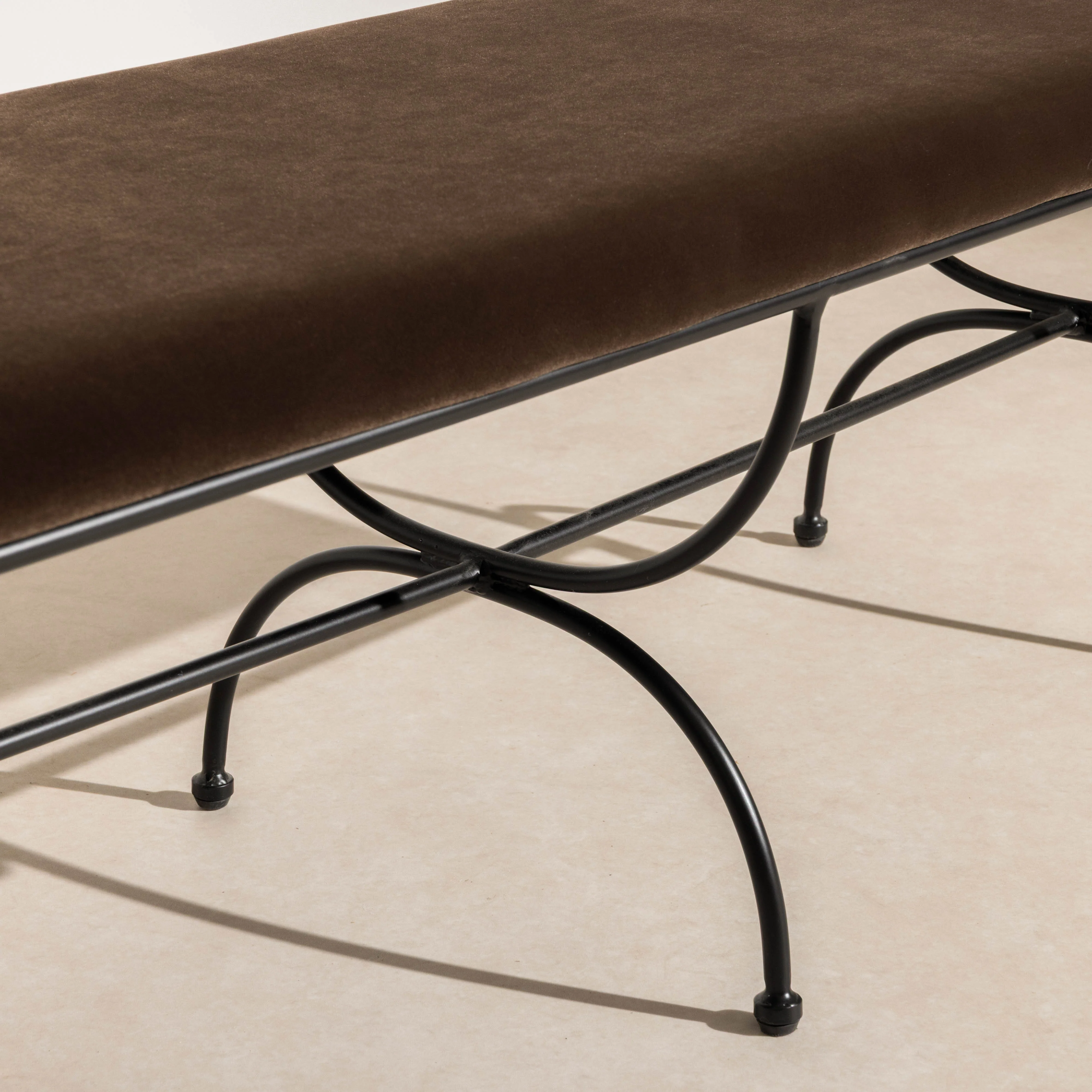 Metal & Velvet Bench - Chocolate - Image 4