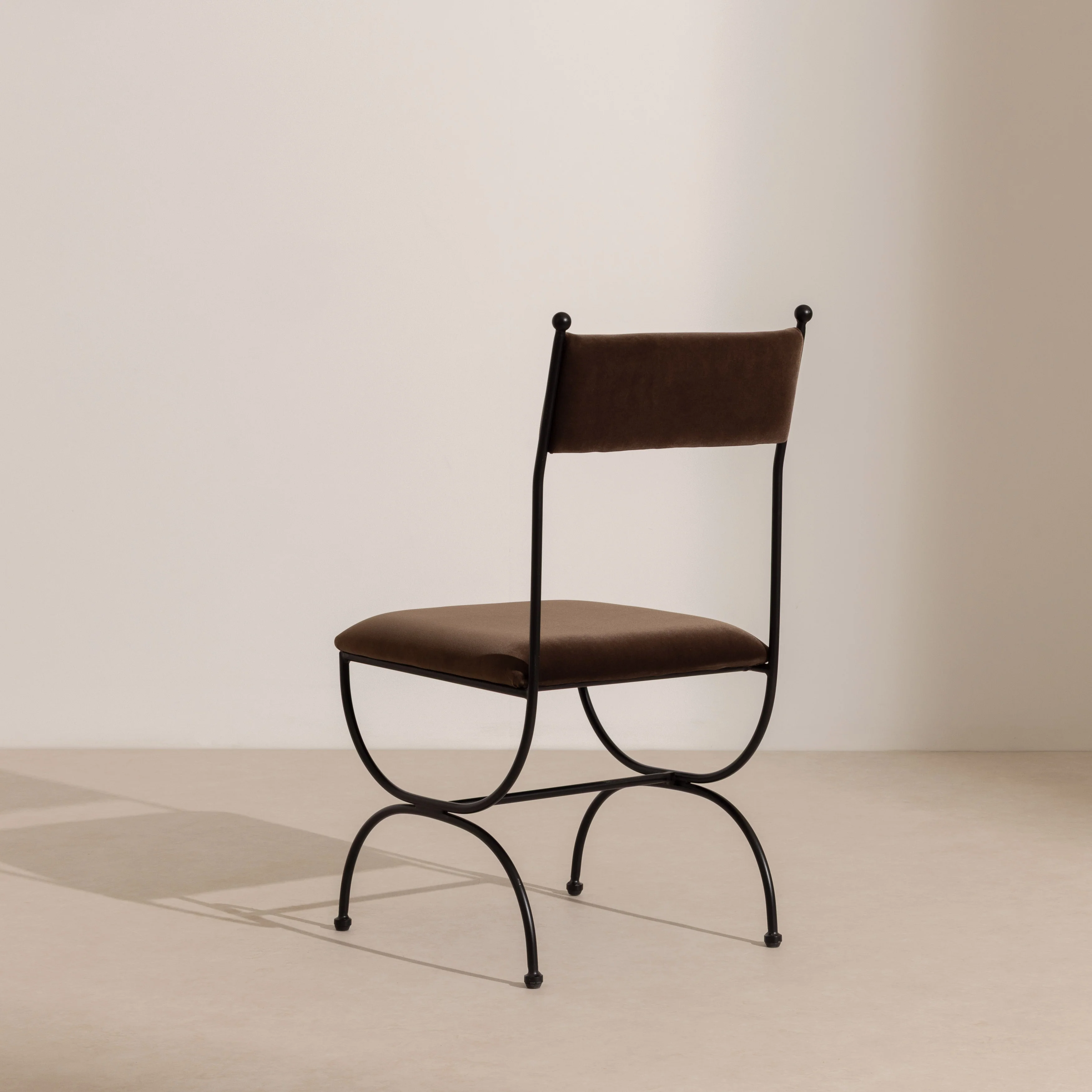 Metal & Velvet Dining Chair - Chocolate - Image 3