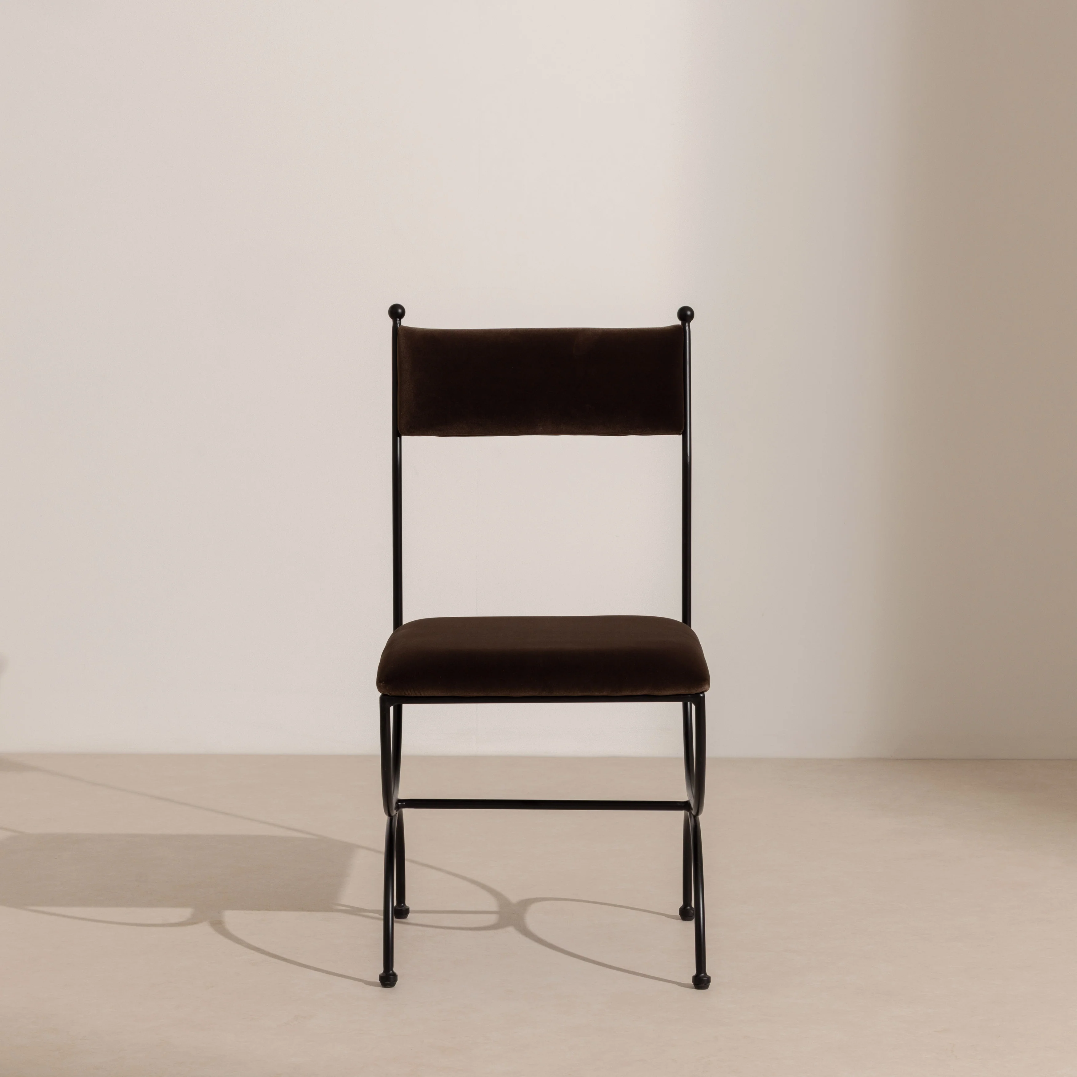 Metal & Velvet Dining Chair - Chocolate - Image 4
