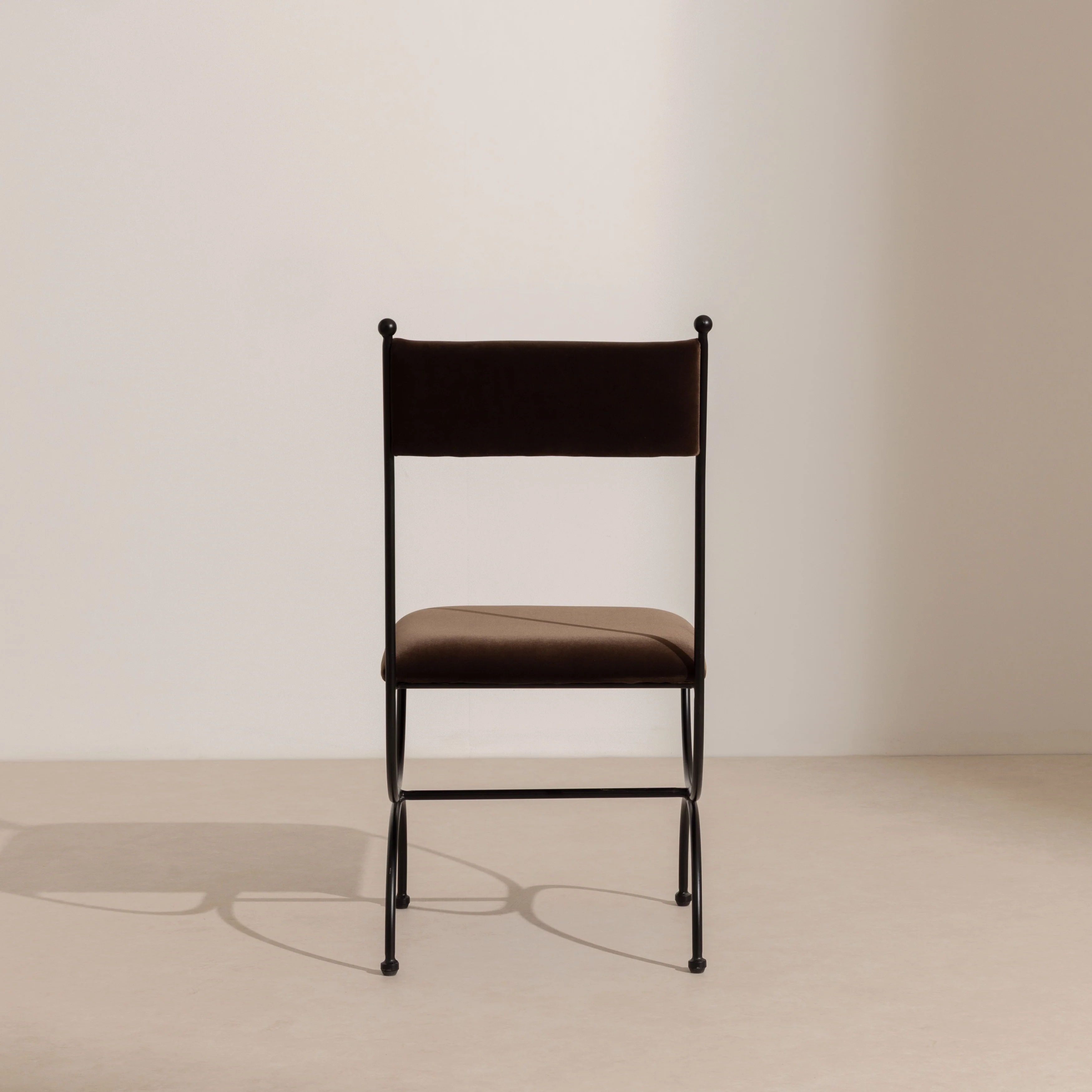 Metal & Velvet Dining Chair - Chocolate - Image 5