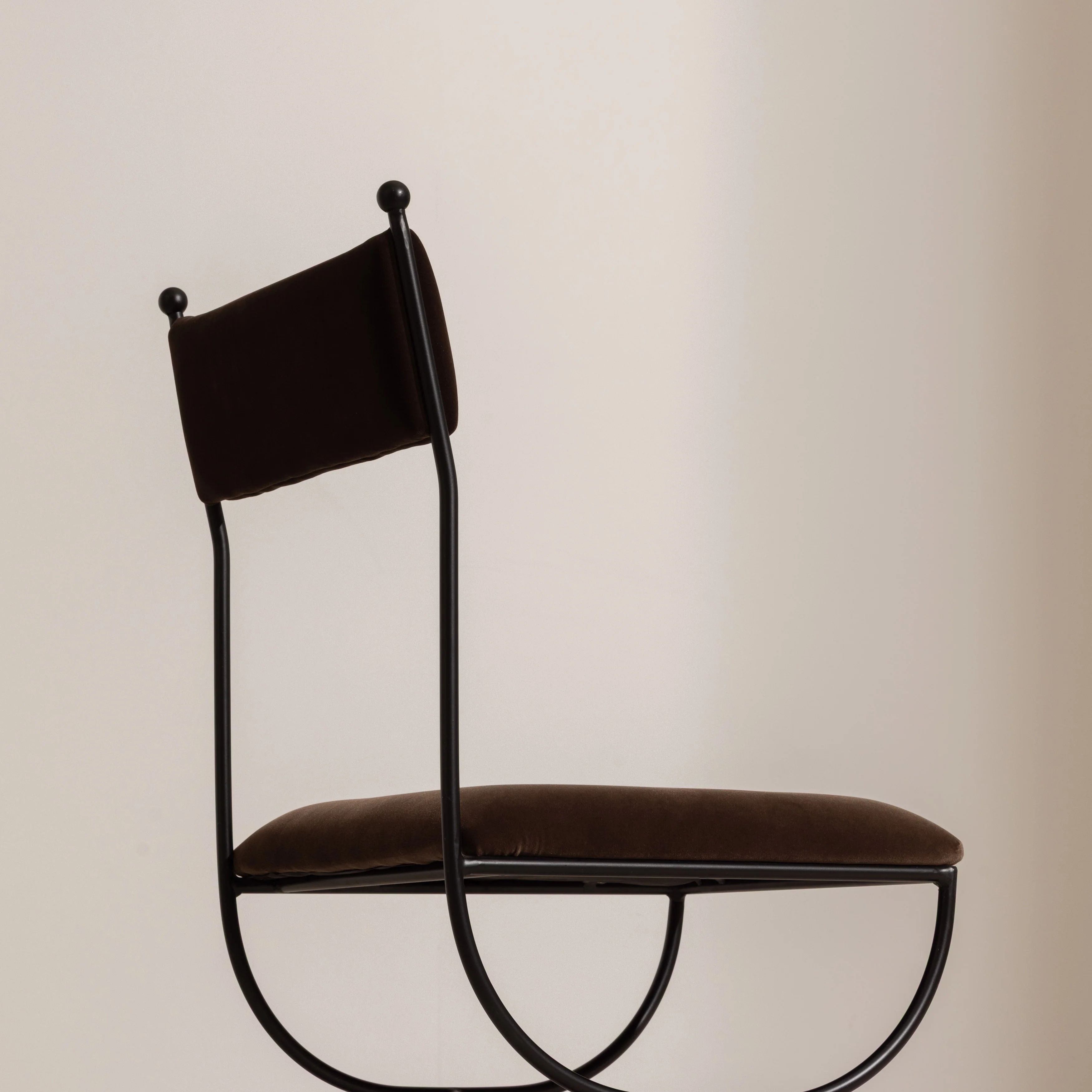 Metal & Velvet Dining Chair - Chocolate - Image 6