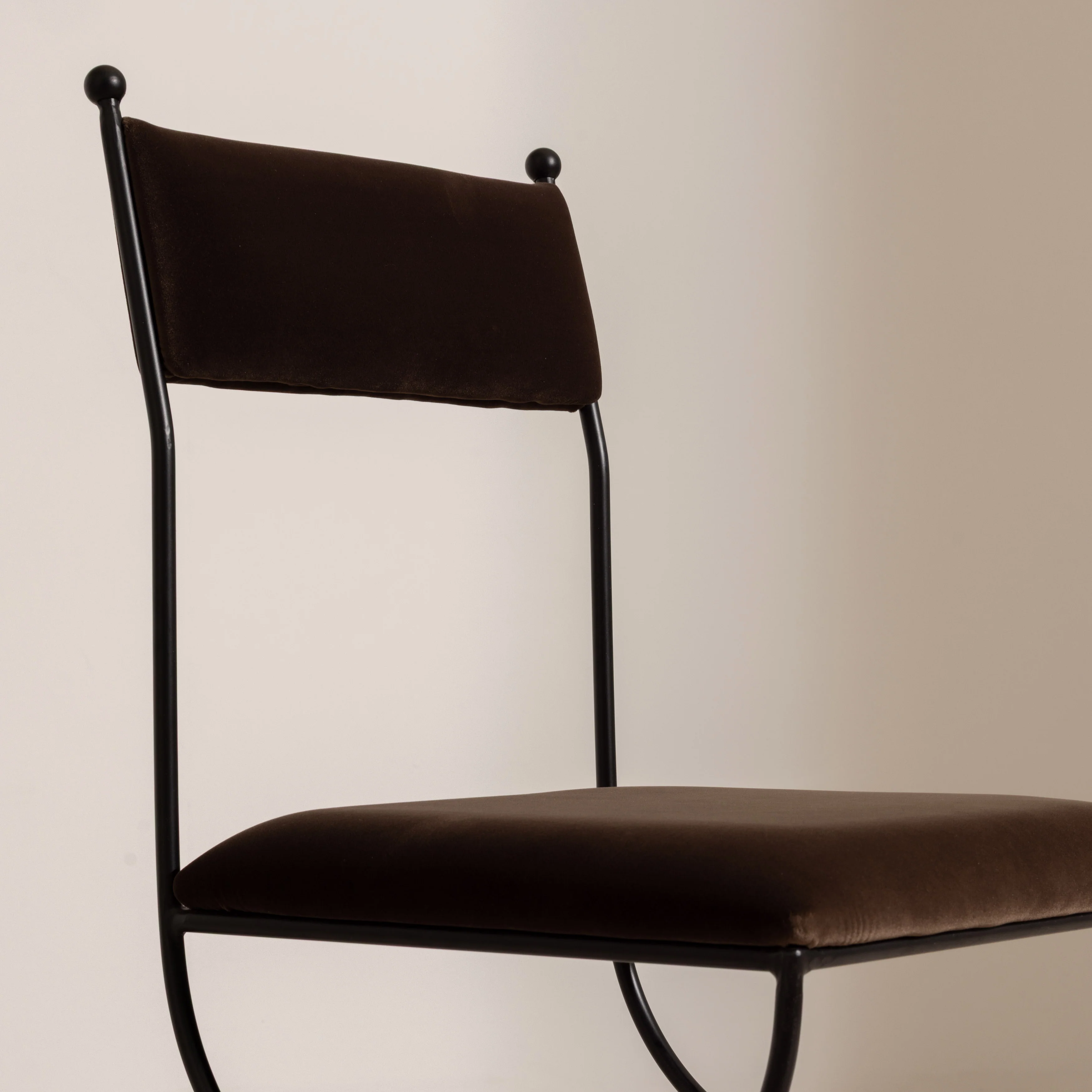 Metal & Velvet Dining Chair - Chocolate - Image 7