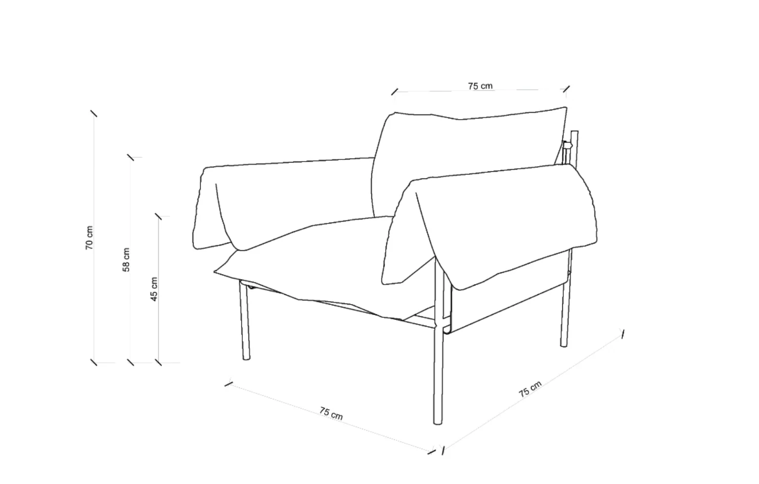 Metal & Velvet Lounge Chair - Chocolate - Image 5