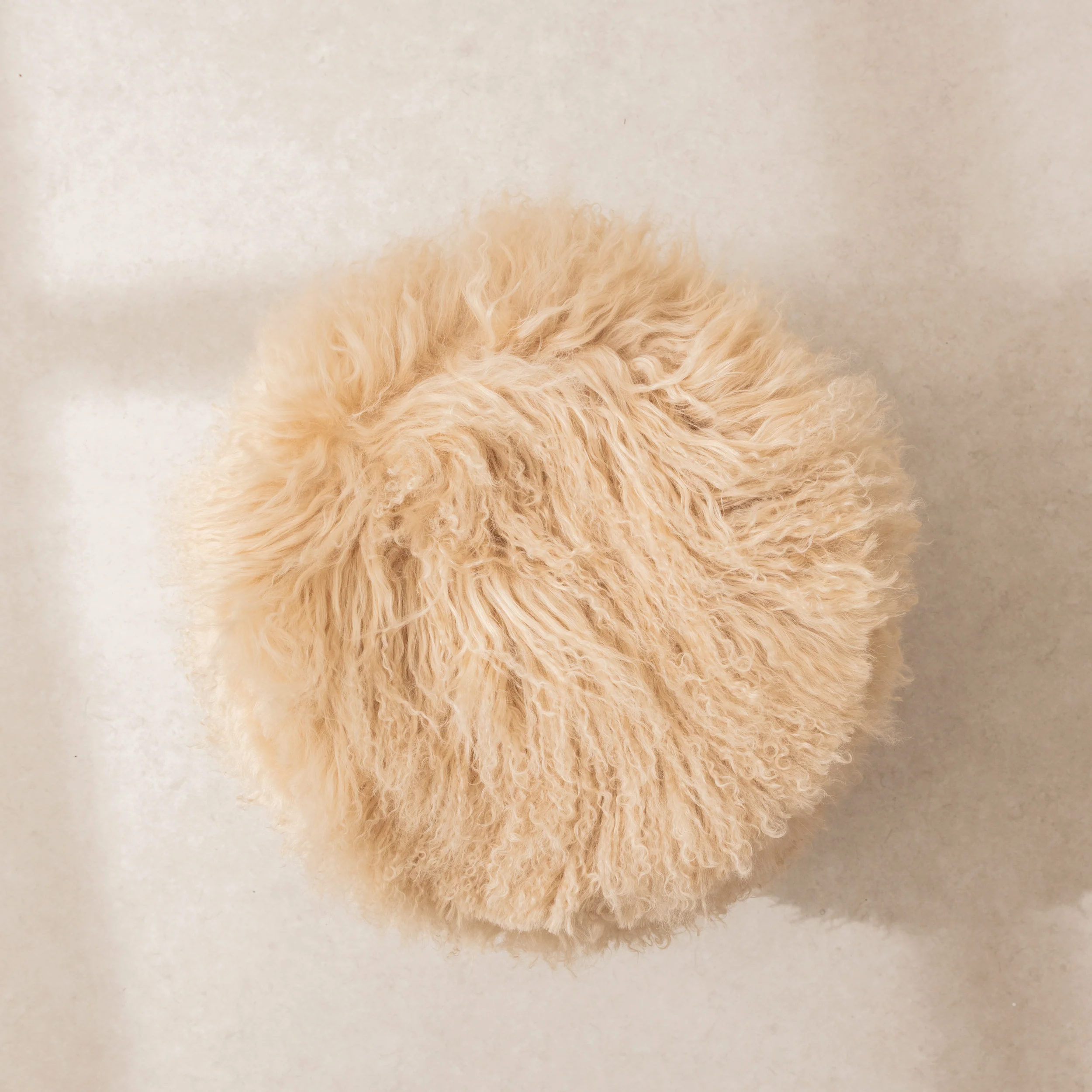 Mongolian Sheepskin Pouffe - Image 4