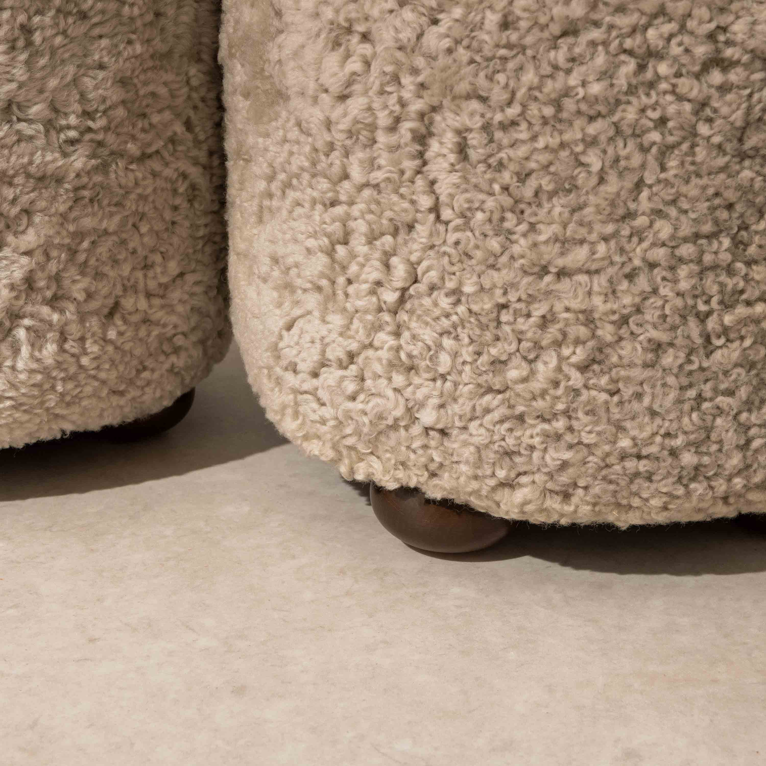 No.17 The Haven Sheepskin Pouffe on Ball-Feet - Image 5