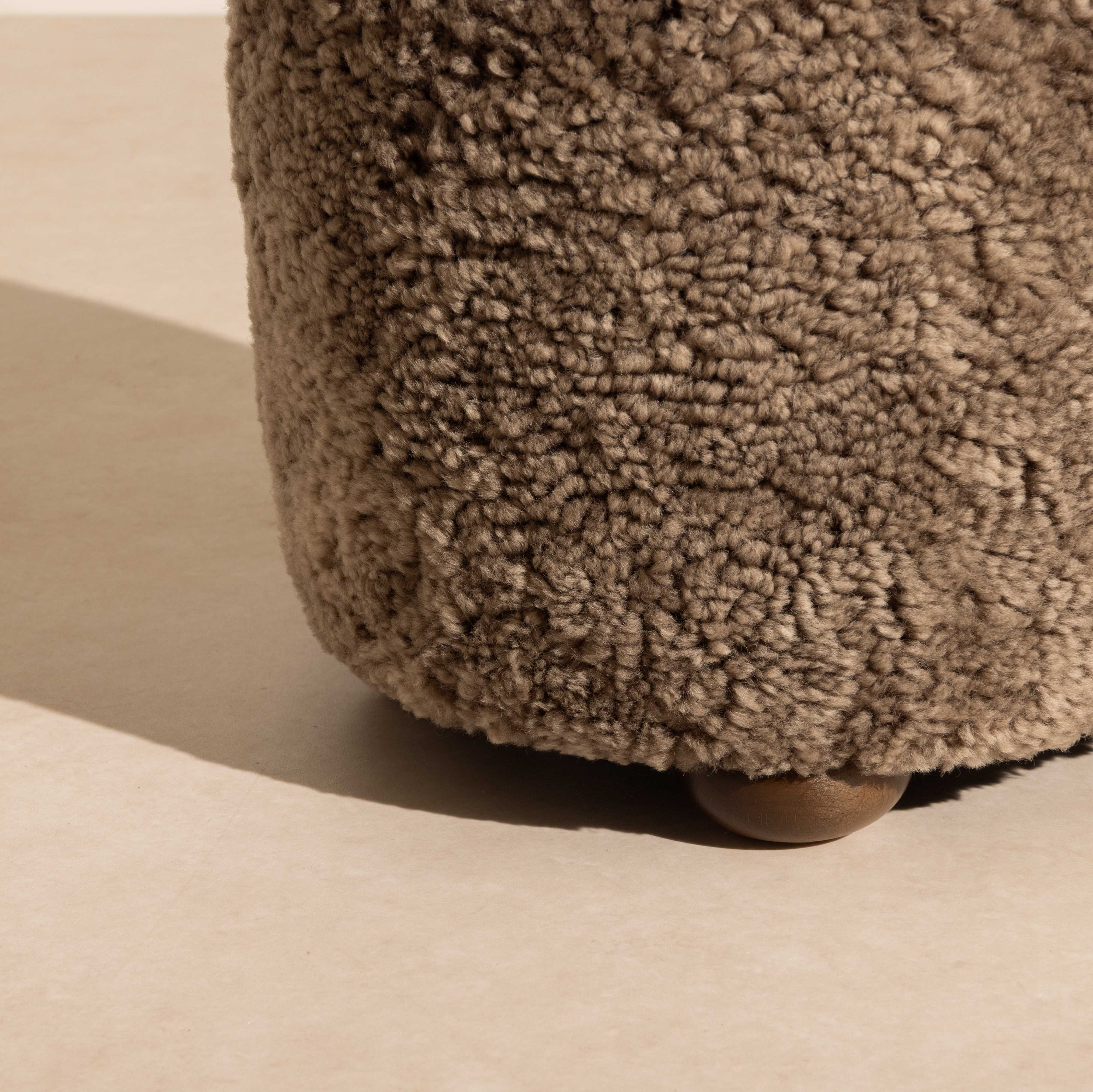 No.17 The Haven Sheepskin Pouffe on Ball-Feet - Image 7