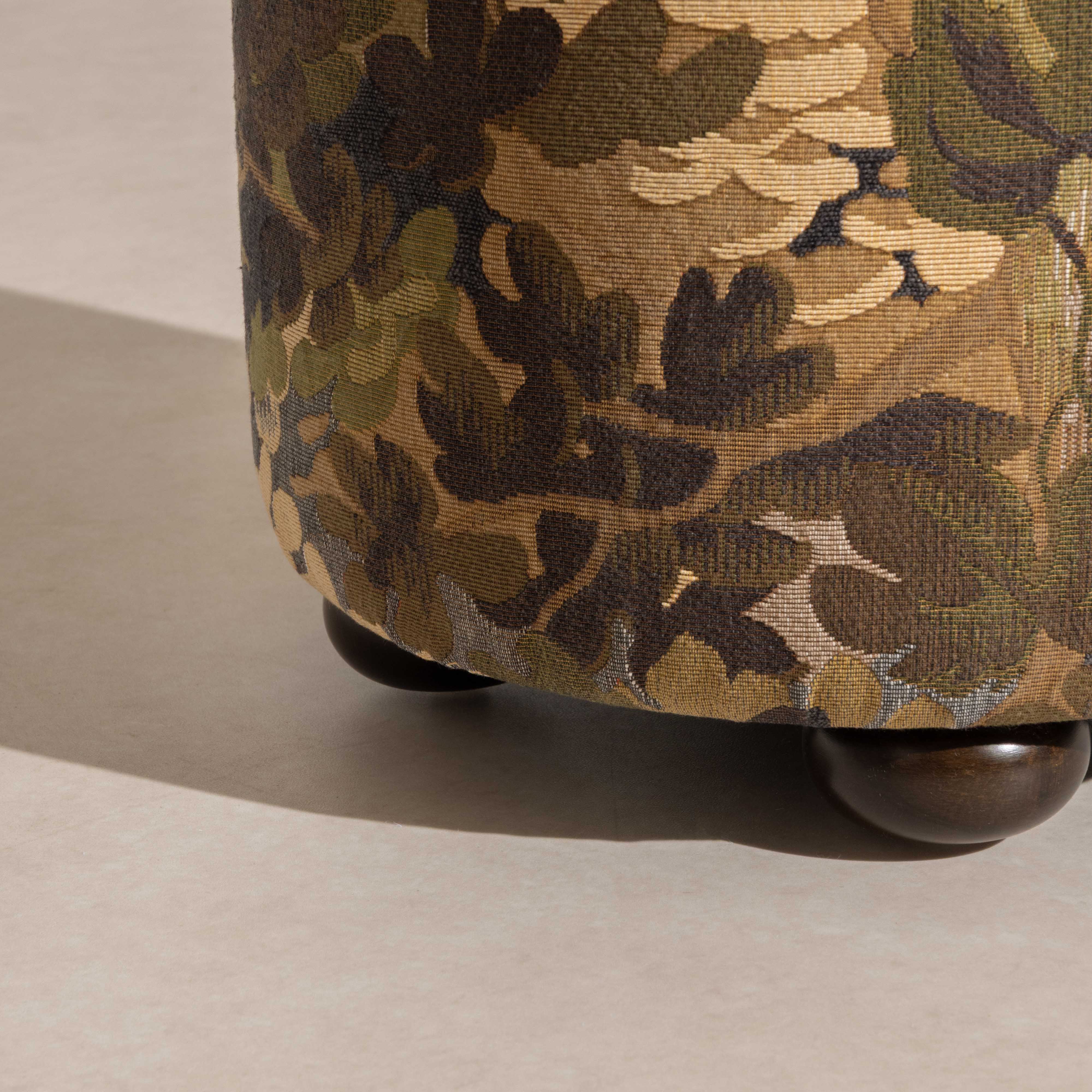 No.17 The Rodin Tapestry Pouffe on Ball-Feet - Browns - Image 3