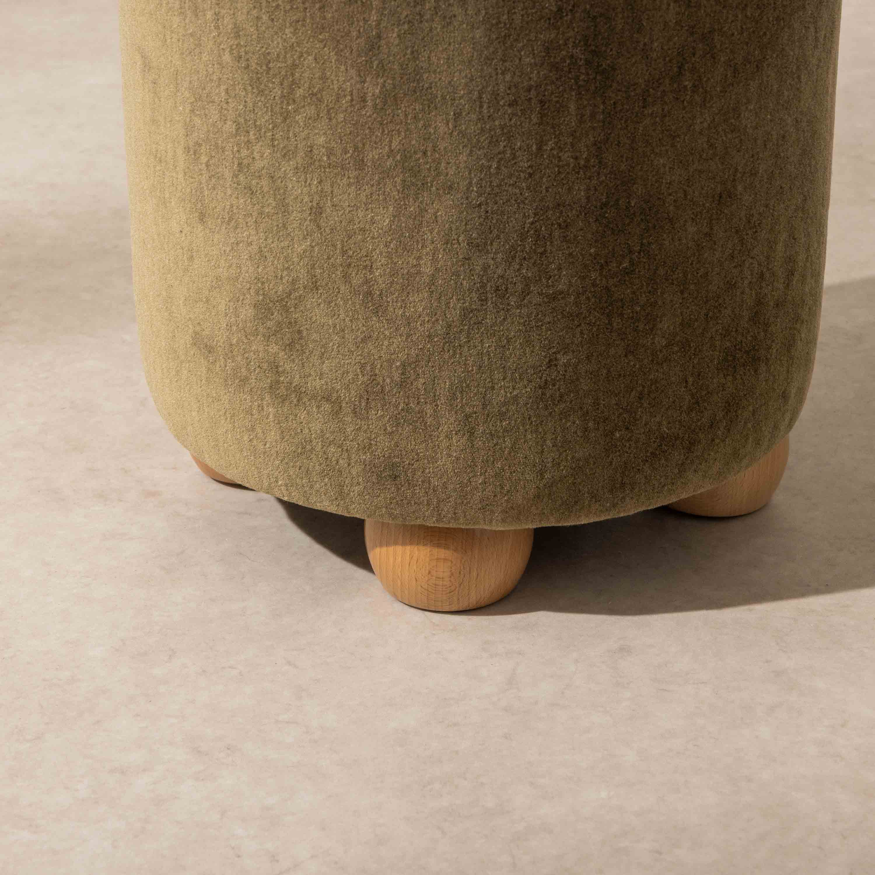 Pouffe with Ball Feet, Mohair - Image 2