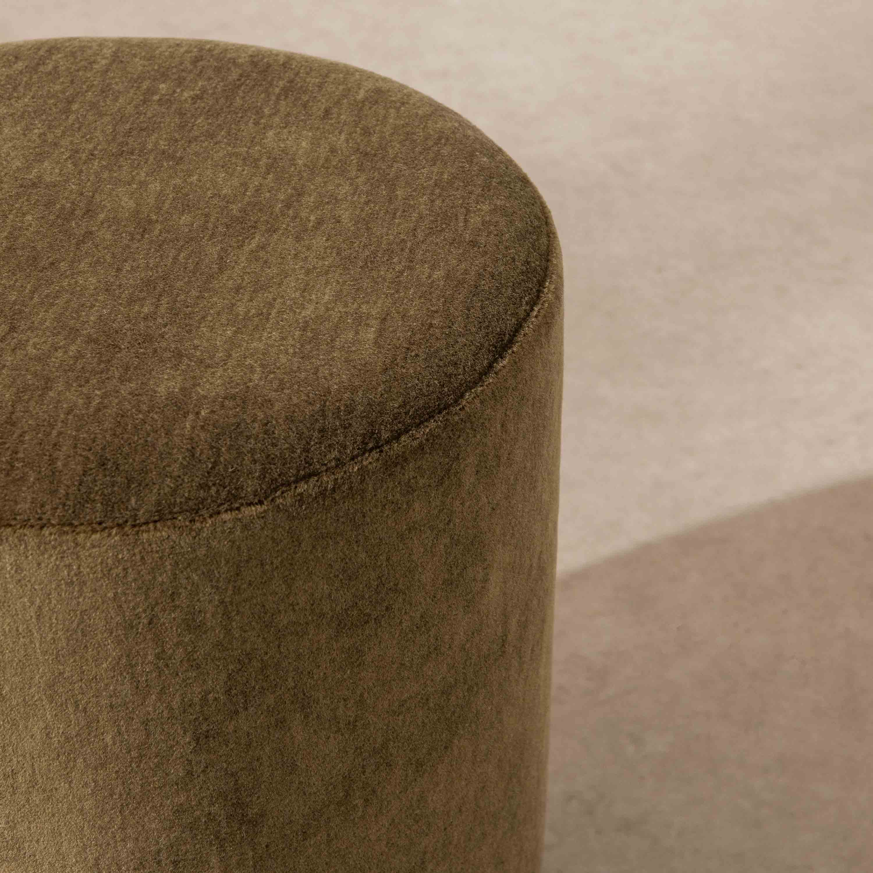 Pouffe with Ball Feet, Mohair - Image 3