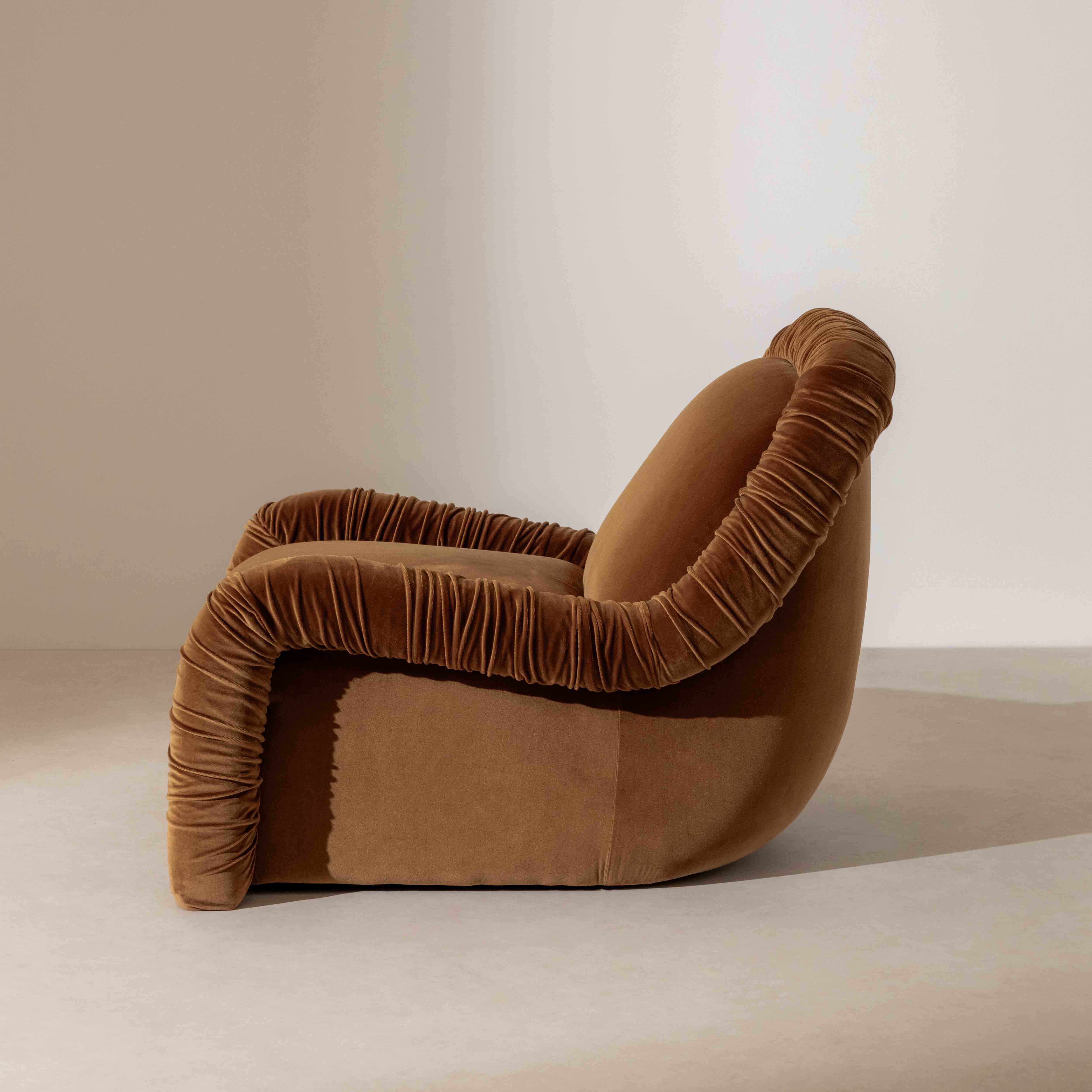 Ruched Lounge Chair - Cinnamon - Image 6
