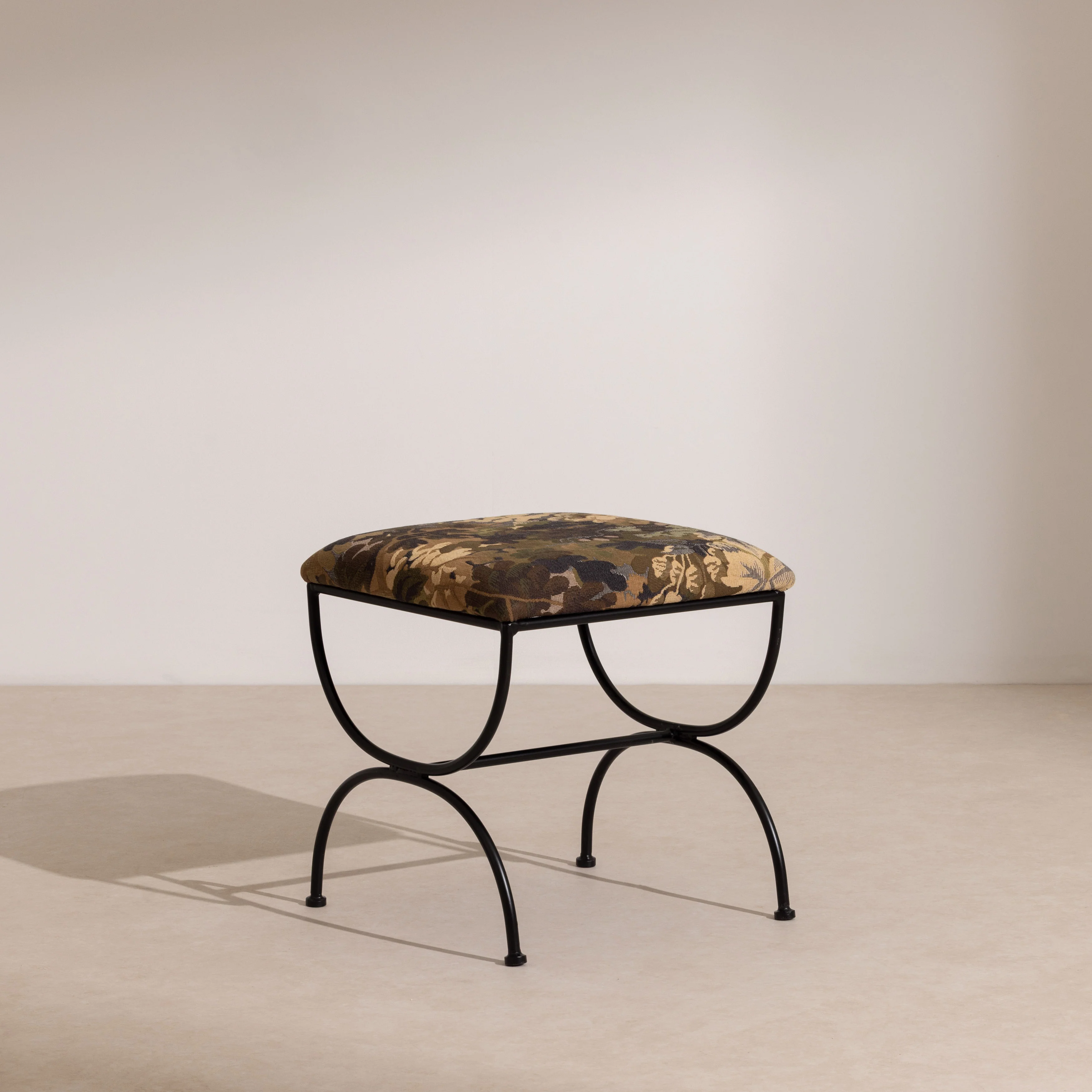 Metal & Tapestry Low Stool