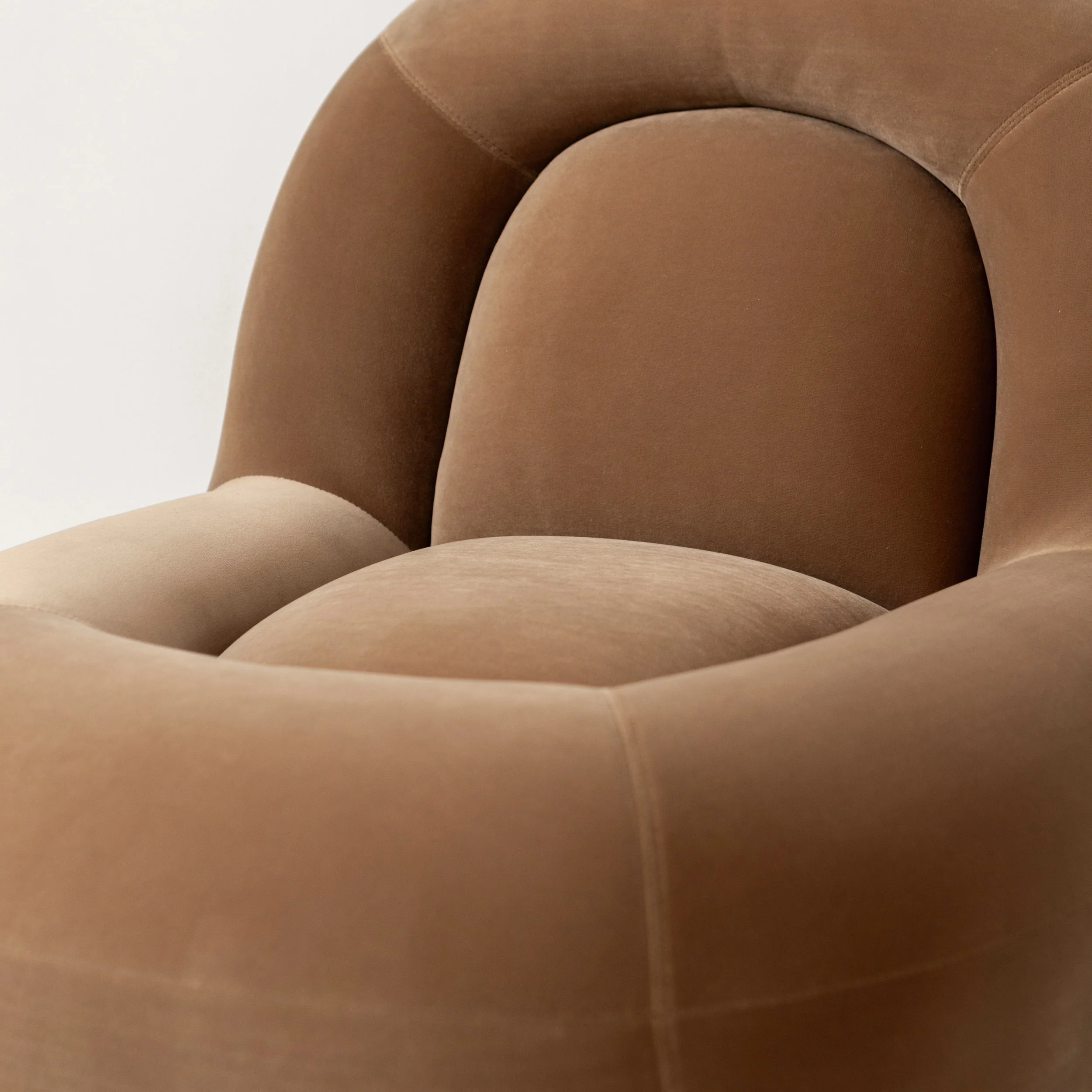 Velvet Lounge Chair with Walnut Plinth - Image 3