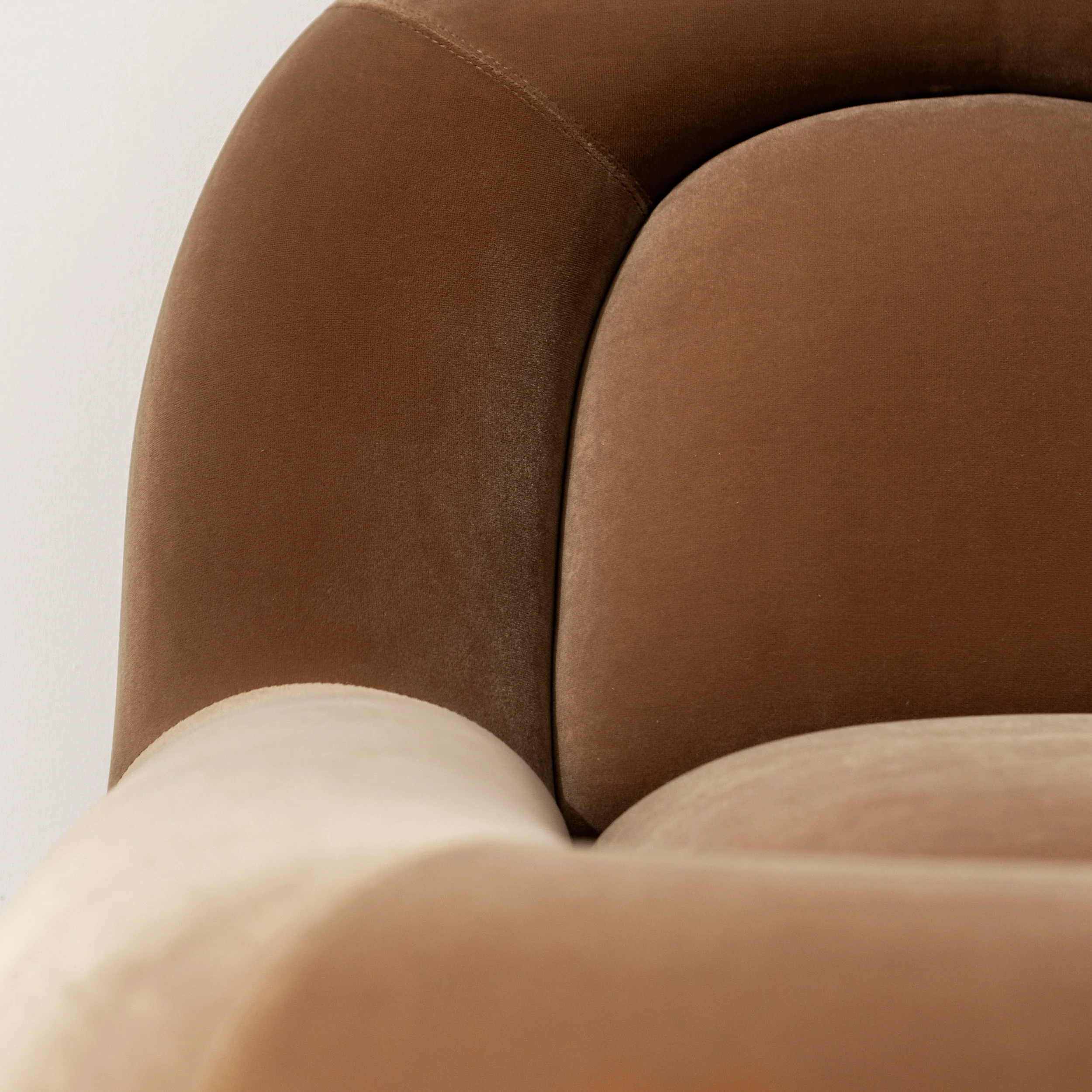 Velvet Lounge Chair with Walnut Plinth - Image 6