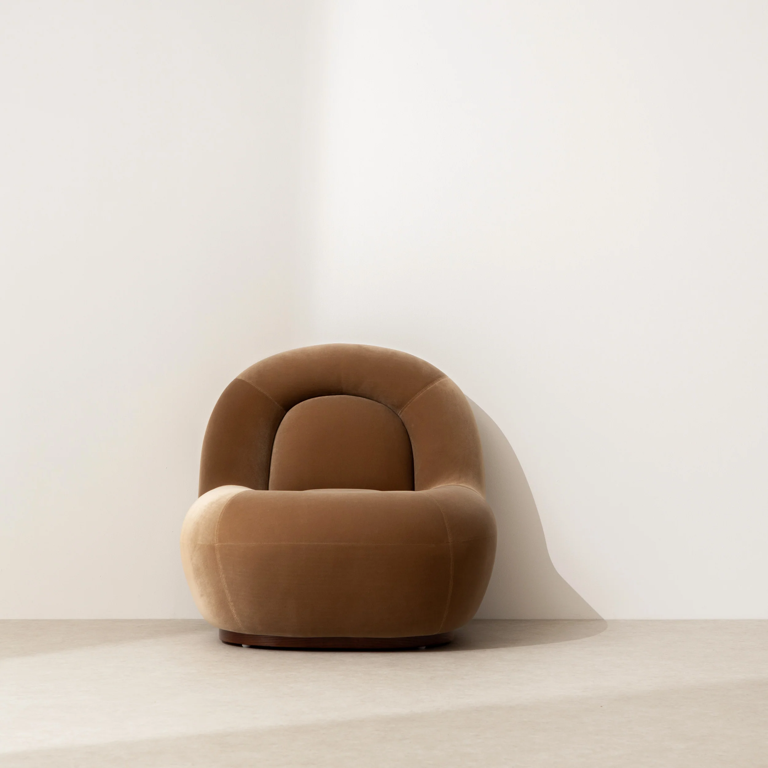 Velvet Lounge Chair with Walnut Plinth - Image 8