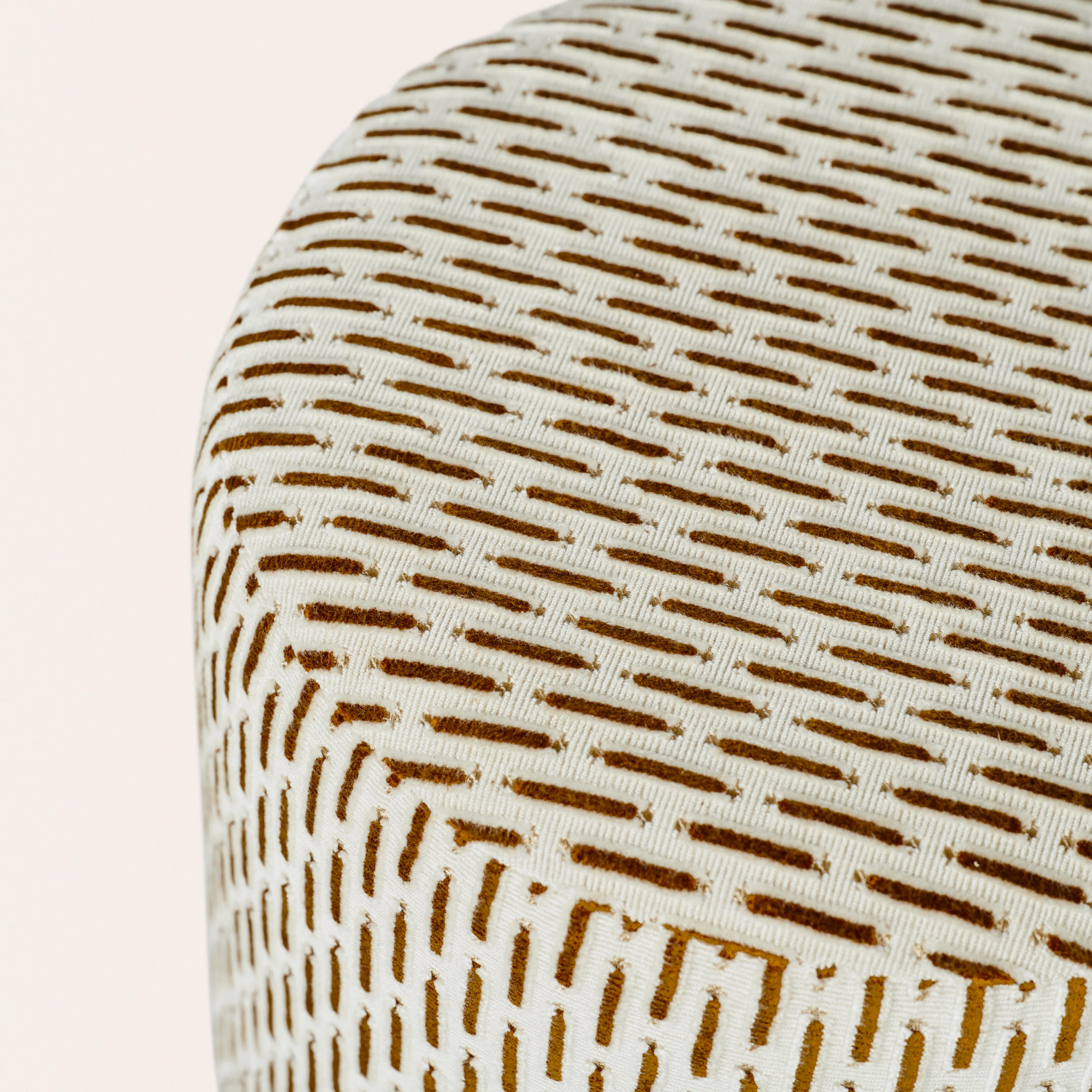 Velvet Pouffe with Walnut Plinth - Paris Vienne - Image 6