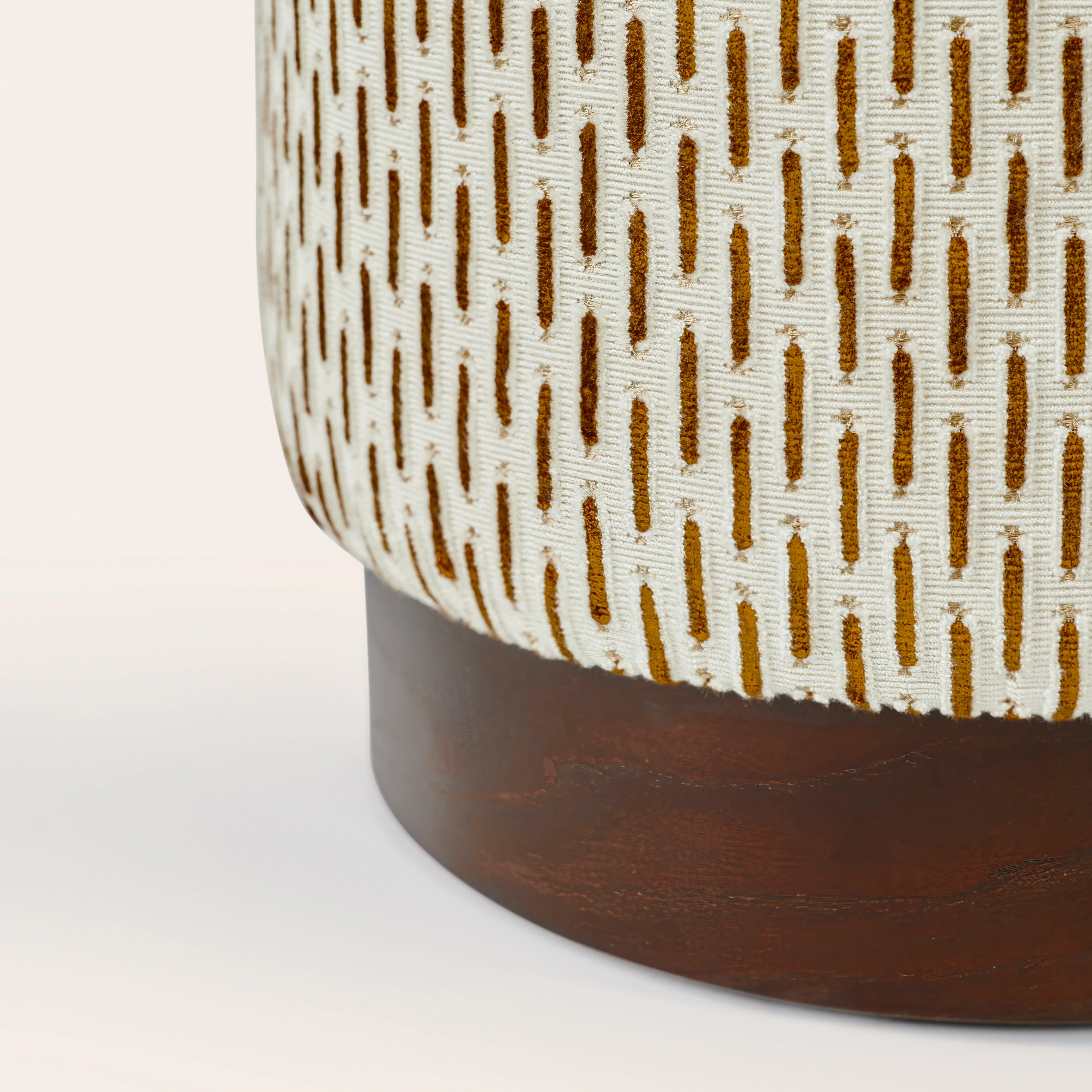Velvet Pouffe with Walnut Plinth - Paris Vienne - Image 7
