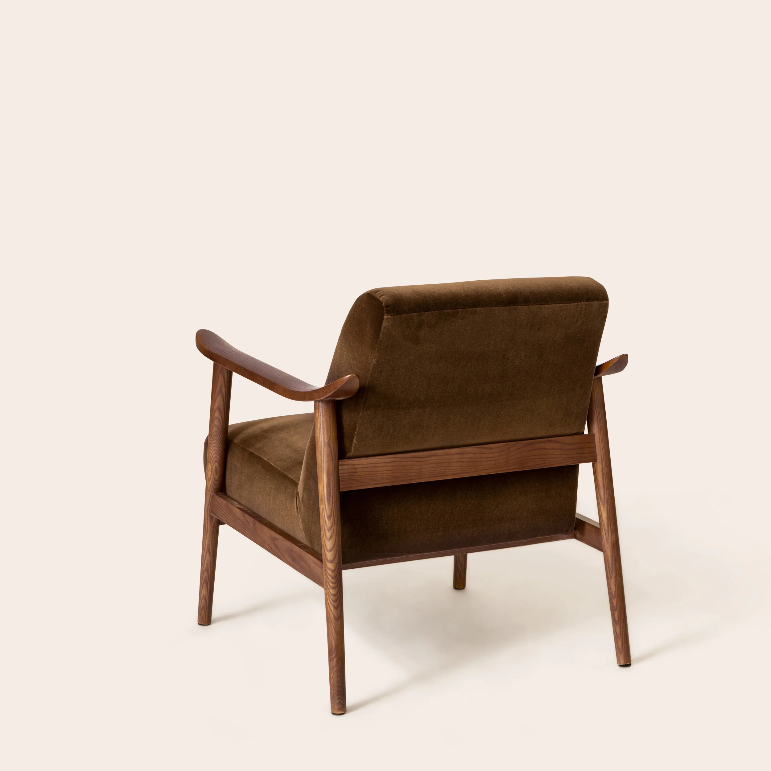 Velvet & Walnut Armchair - Chocolate - Image 3