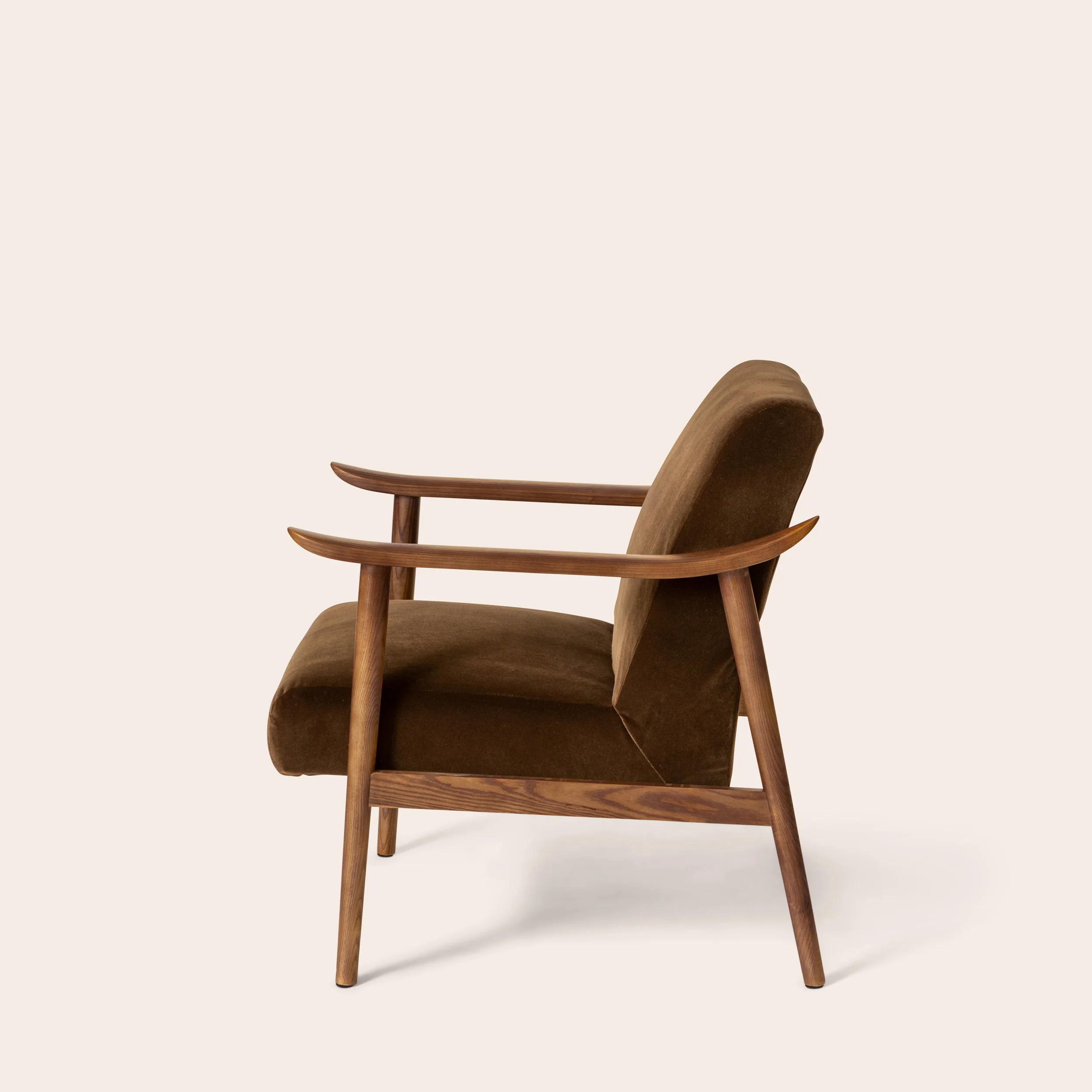 Velvet & Walnut Armchair - Chocolate - Image 5